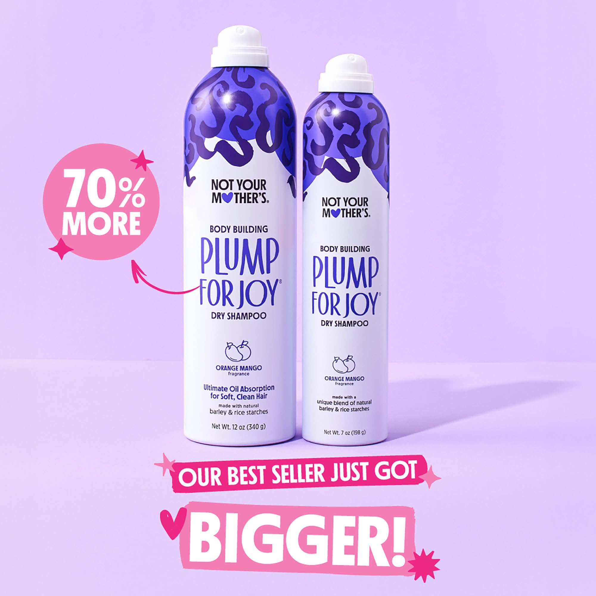 Not Your Mother's Plump for Joy Jumbo Dry Shampoo (2-Pack) - 12 oz - Dry Shampoo for Ultimate Hair Oil Absorption - For All Hair