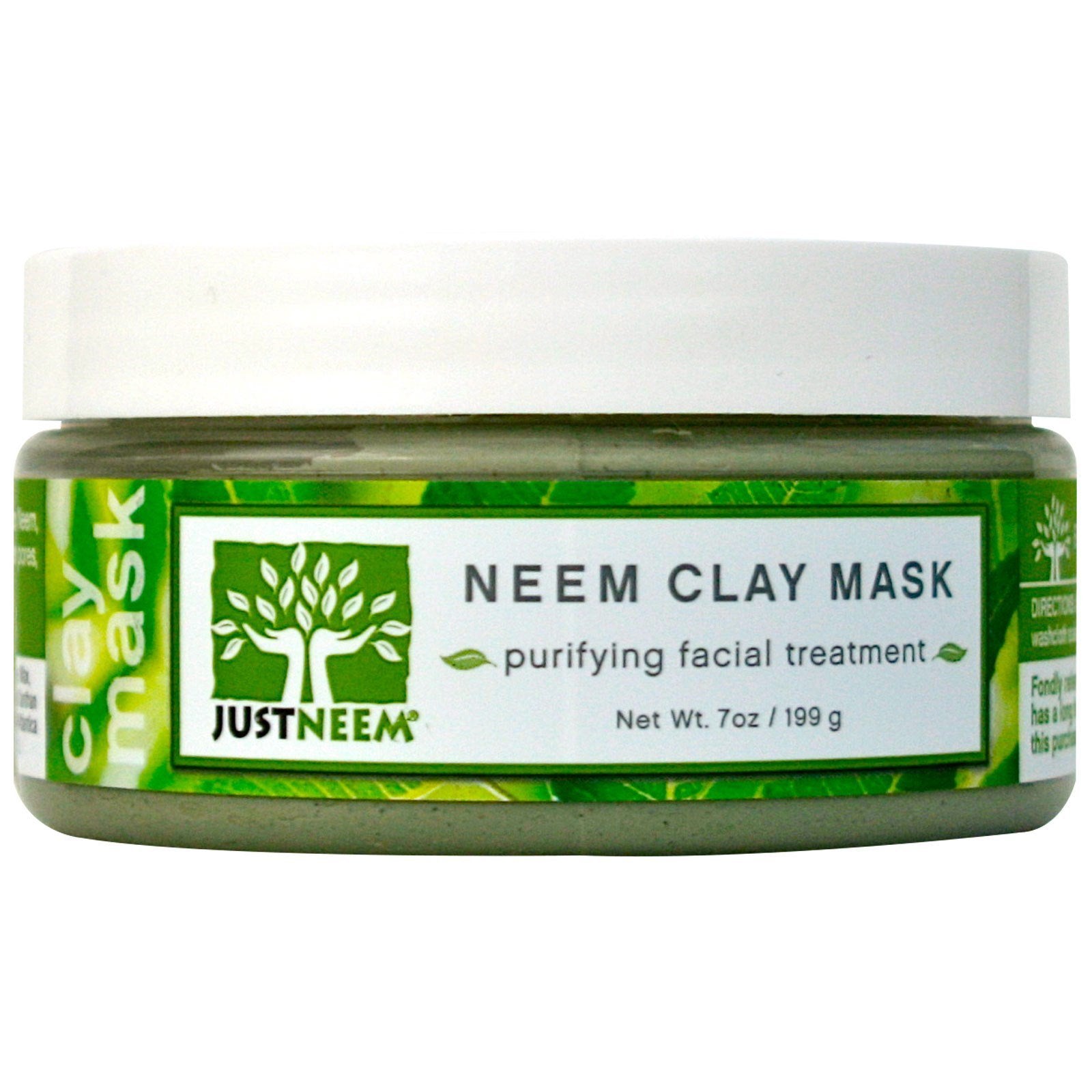 justneem, French Clay Mask with Neem, for Blemishes, Blackheads, Rashes; for Irritated and Stressed Skin; Deeply Cleansing and R