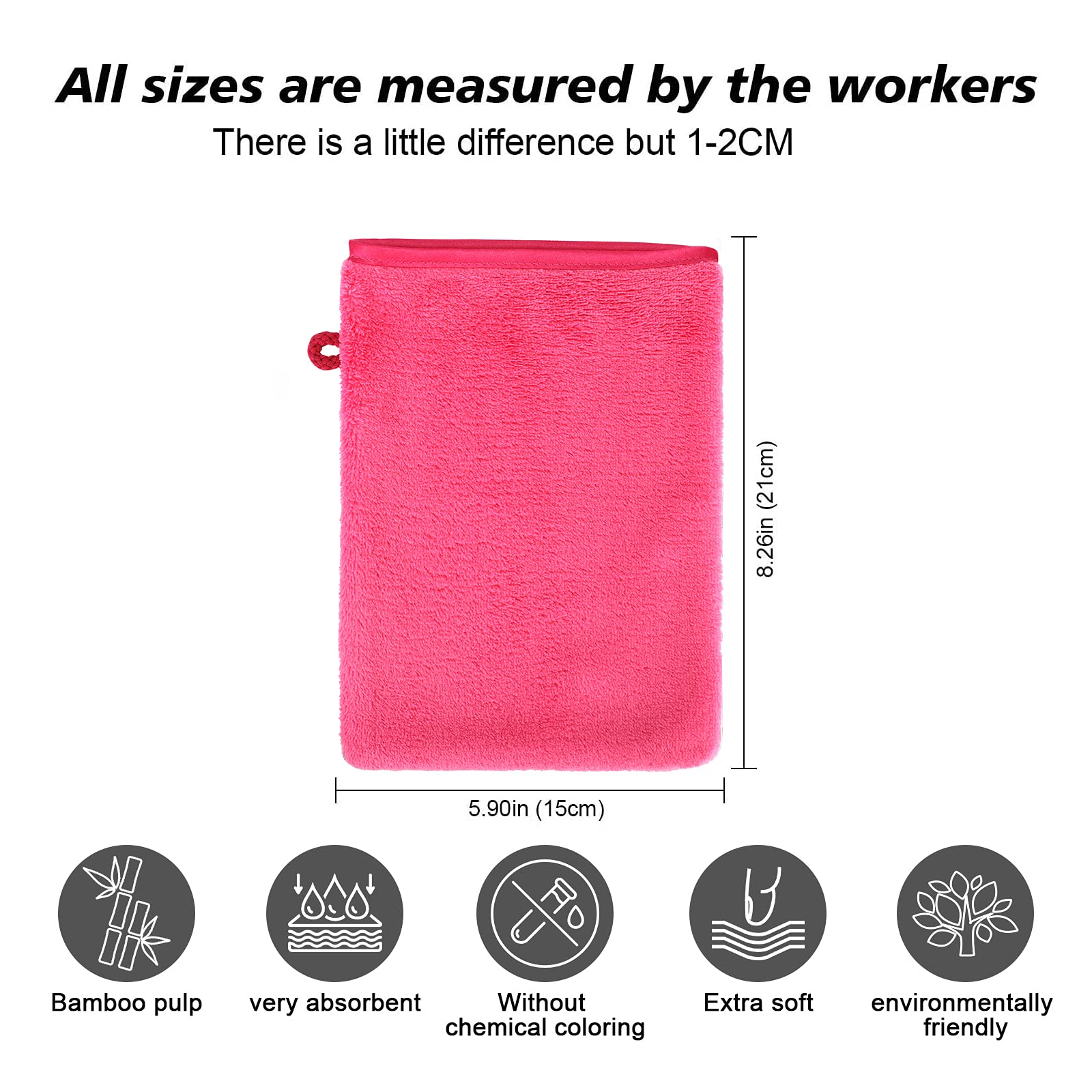 Phogary 10 Pcs Microfiber Body Wash Mitts, Flannel Soft Face Mitten, Bath Spa Cloth, Reusable Makeup Remover Mitt Gloves, Europe
