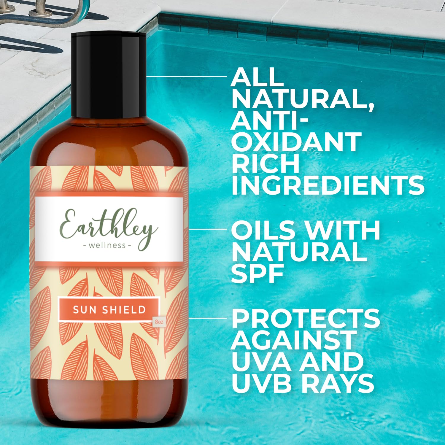 Earthley Wellness, All Natural Sun Shield, Protective Lotion Against Cellular Damage, Soothes Skin, Nourishes Skin, Blocks Free