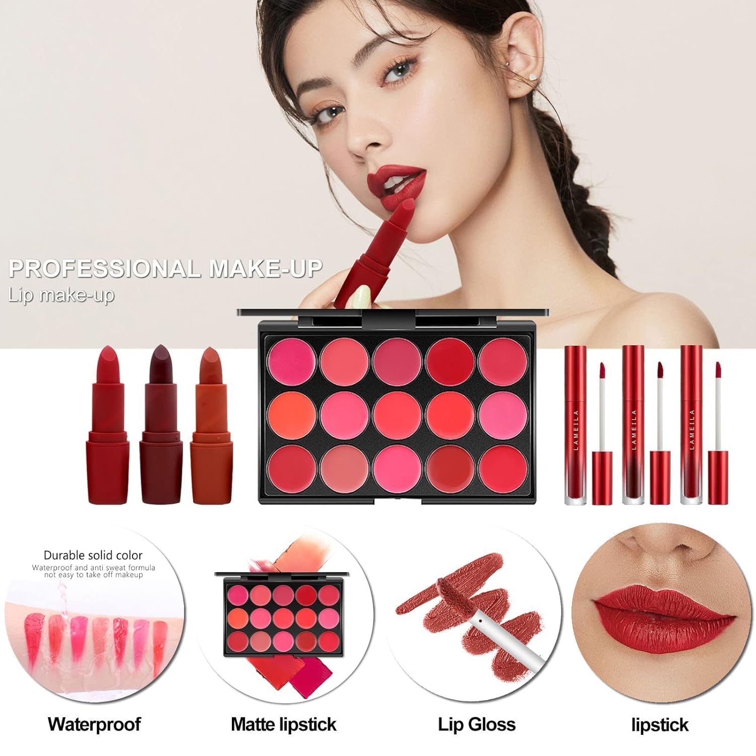 MISS ROSE M All In One Full Makeup Kit,Multipurpose Women 's Makeup Sets,Beginners and Professionals Alike,Easy to Carry (Black)