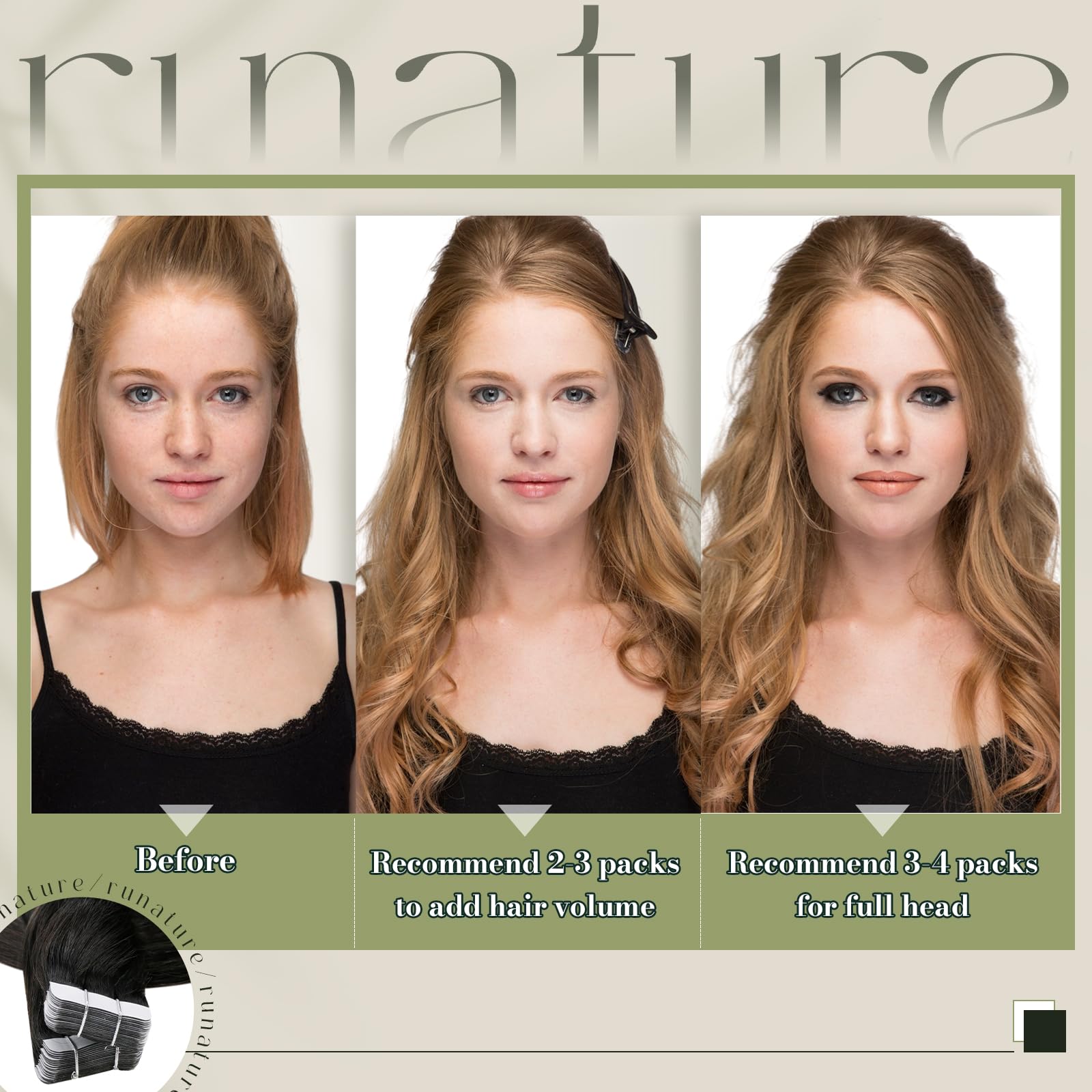 Runature 16 Inch Tape In Human Hair Extensions Balayage Black Hair Tape In Extensions Ombre Black Rooted To Brown Mix Caramel Bl