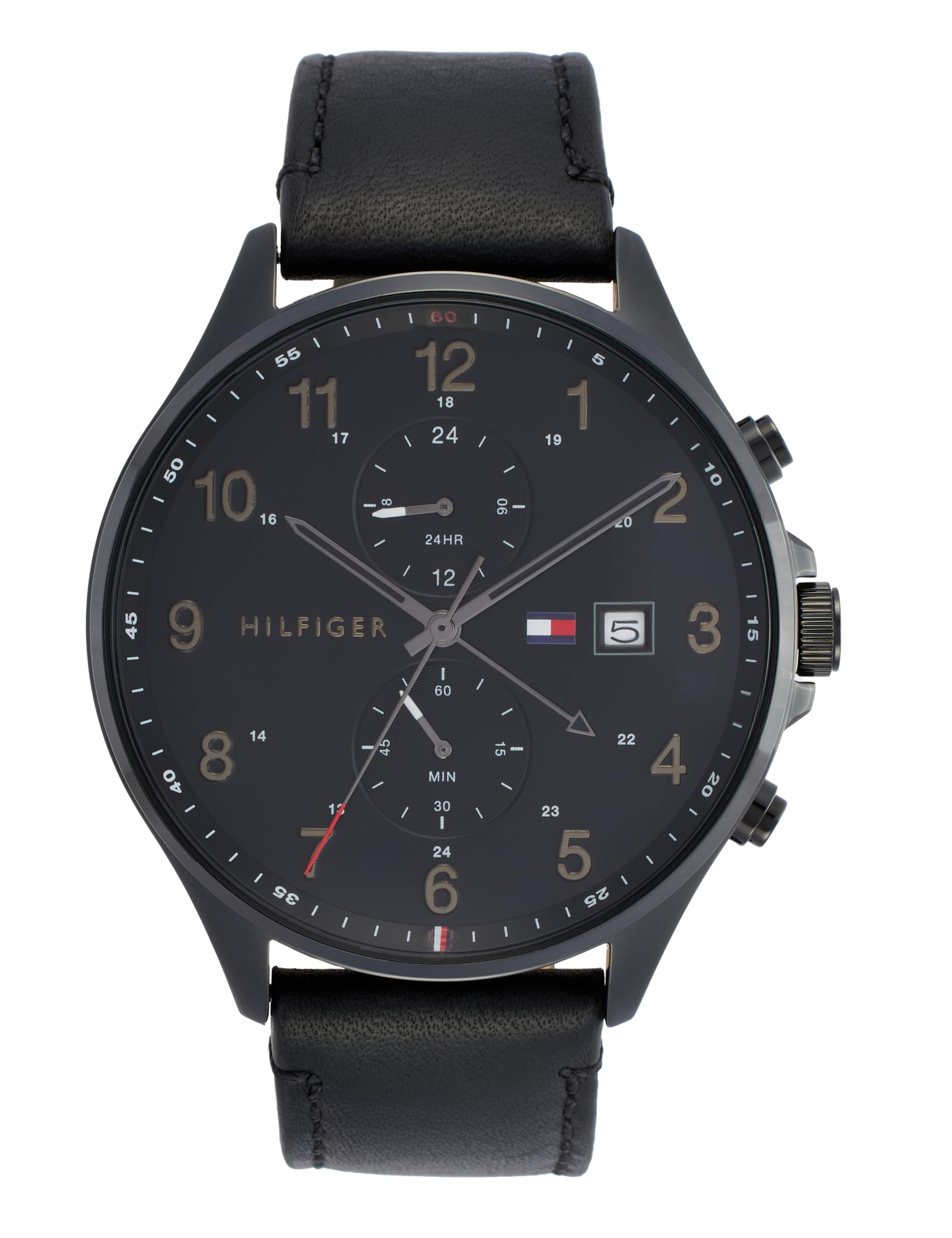 Tommy Hilfiger Mens West Black Dial Leather Analogue Watch  Th1791711