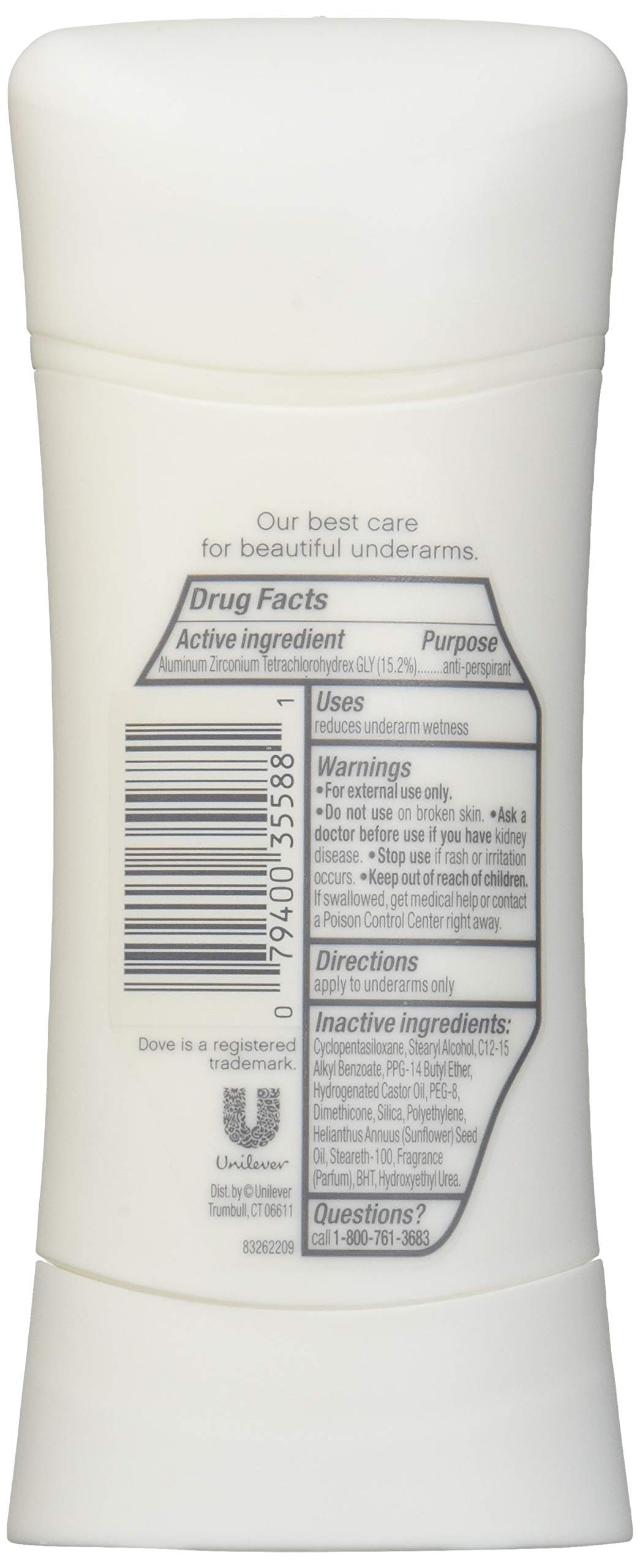 Dove Advanced Care Sensitive Skin Antiperspirant Deodorant, 2.6 Ounce - 12 Per Case.