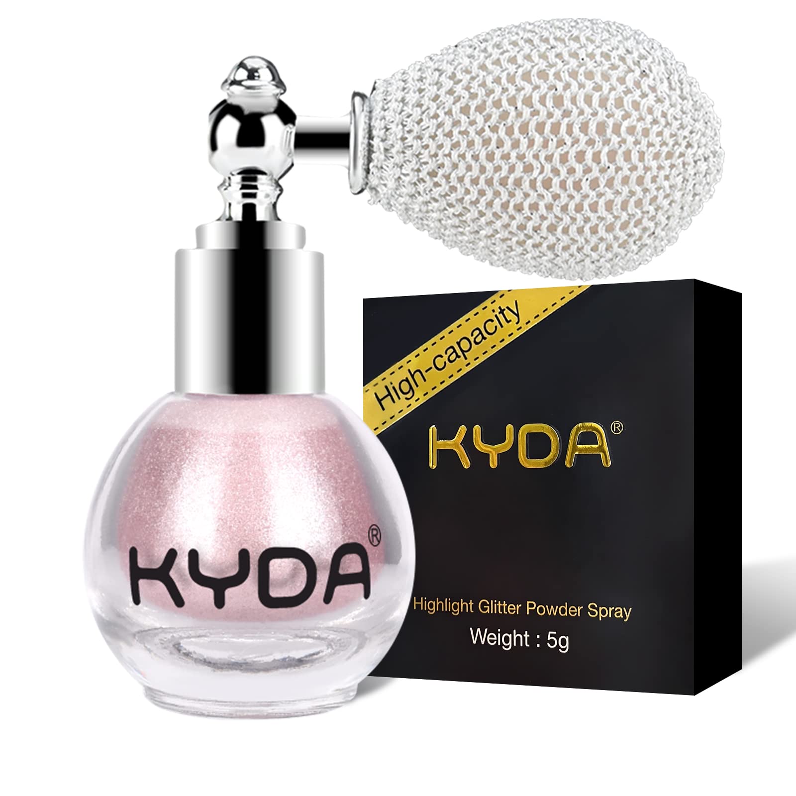 KYDA Highlighter Powder Spray, Glitter High Gloss Spray Shimmer Sparkle Powder Makeup Spray, for Face Body Cosmetic-Soft Pink