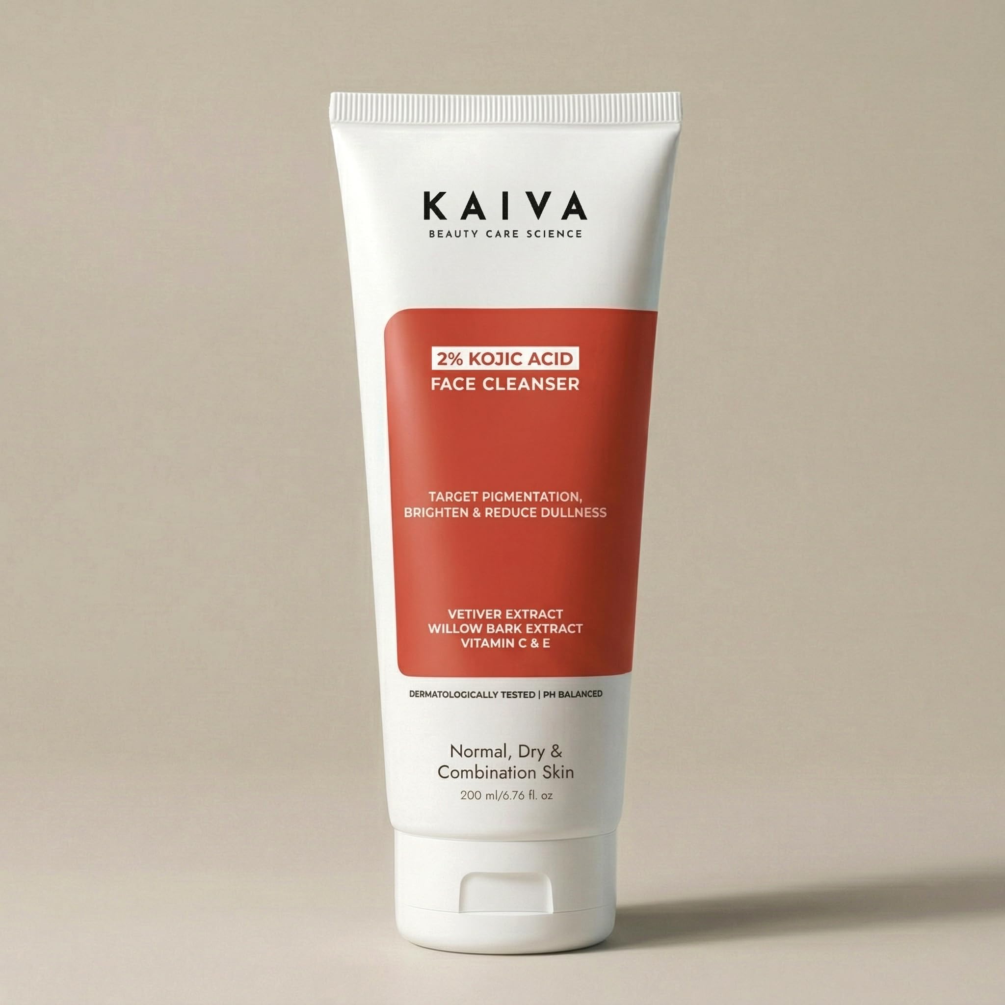 Kaiva 2% Kojic Acid Face Wash With Vitamin C, Vitamin E & Willow Bark | Face Cleanser For Dark Spots, Pigmentation & Clear Skin 