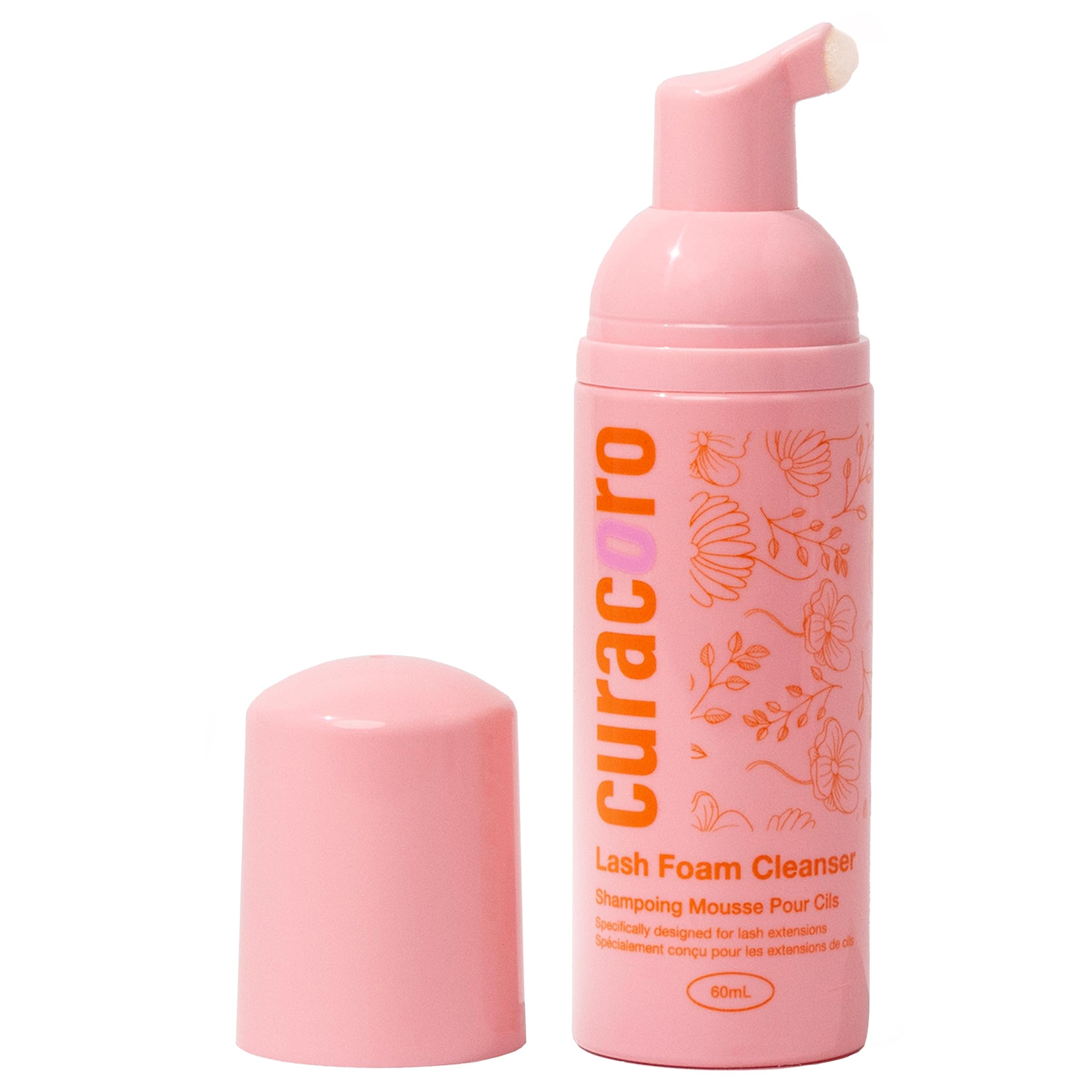 Curacoro 60Ml Eyelash Extension Cleanser - Lash Shampoo For Lash Extensions, Eyelash Extension Foam Cleanser For Dry & Sensitive