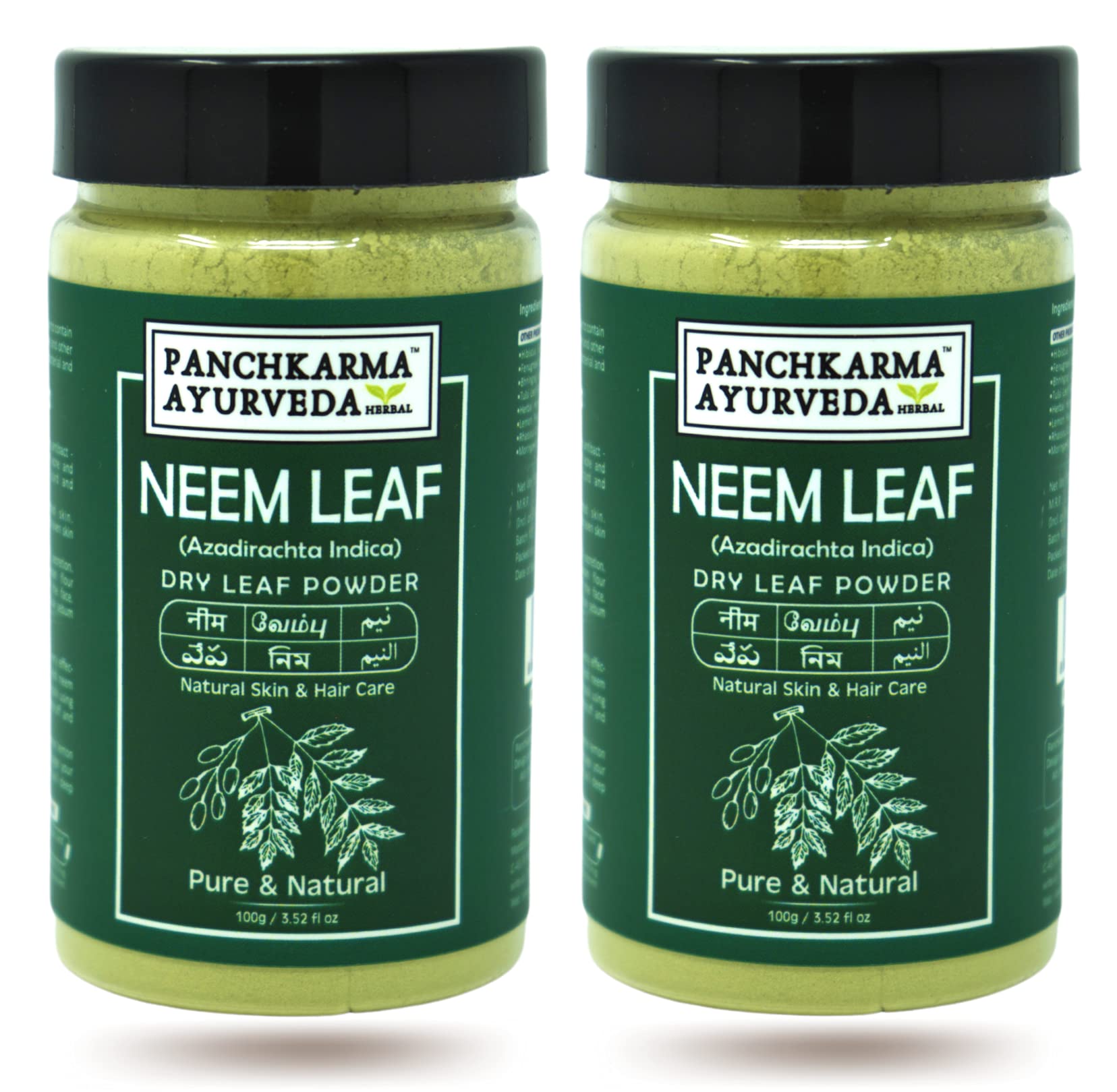 Panchkarma Ayurveda Herbal & Natural Neem Leaf Powder (Azadirachta Indica) For Fairness Sun-Tan Acne-Spot Face Pack & Hair Shine