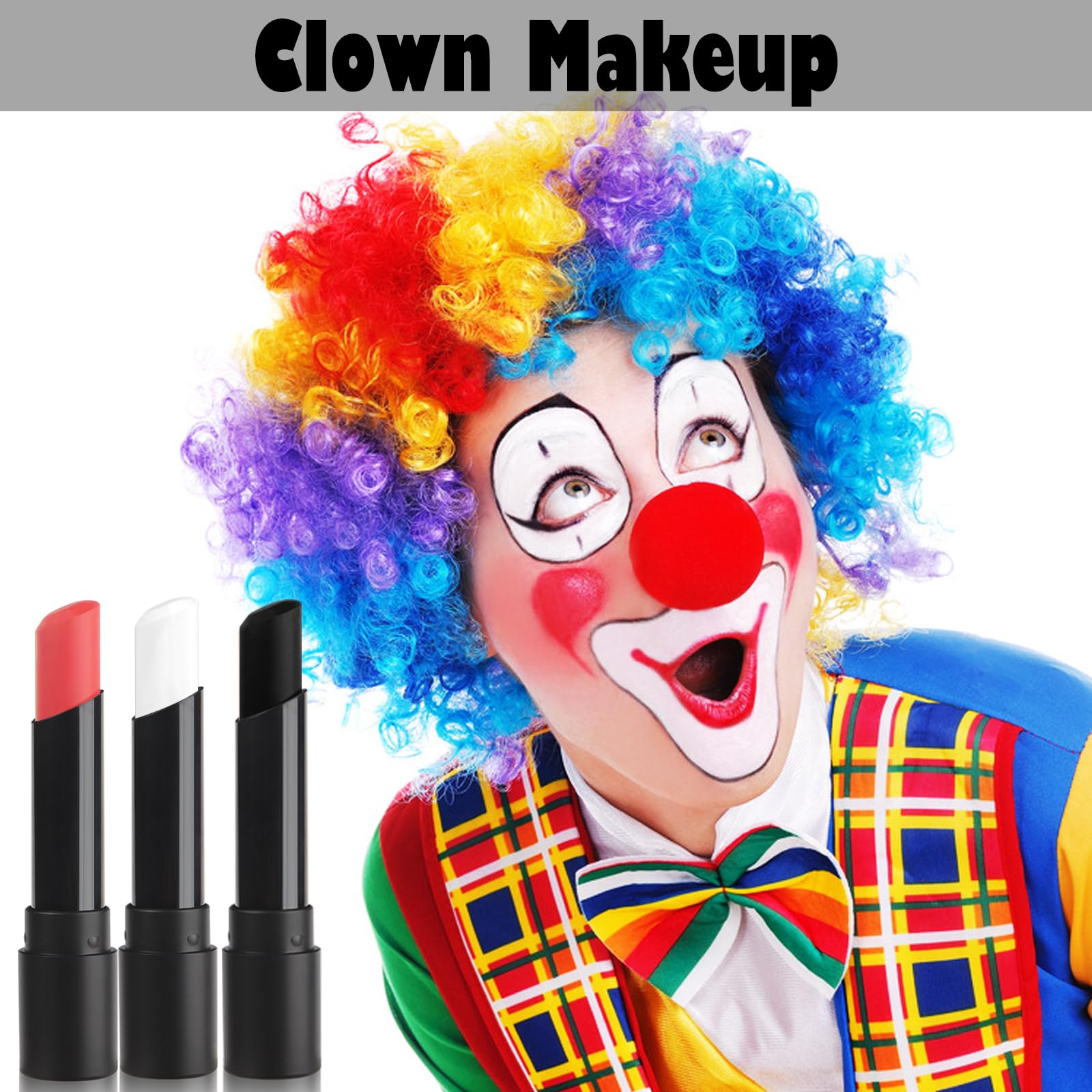 Meicoly Cream Black White Red Face Body Paint Stick,Clown White Joker Face Paint Makeup,Halloween Face Paint For Vampire Skeleto