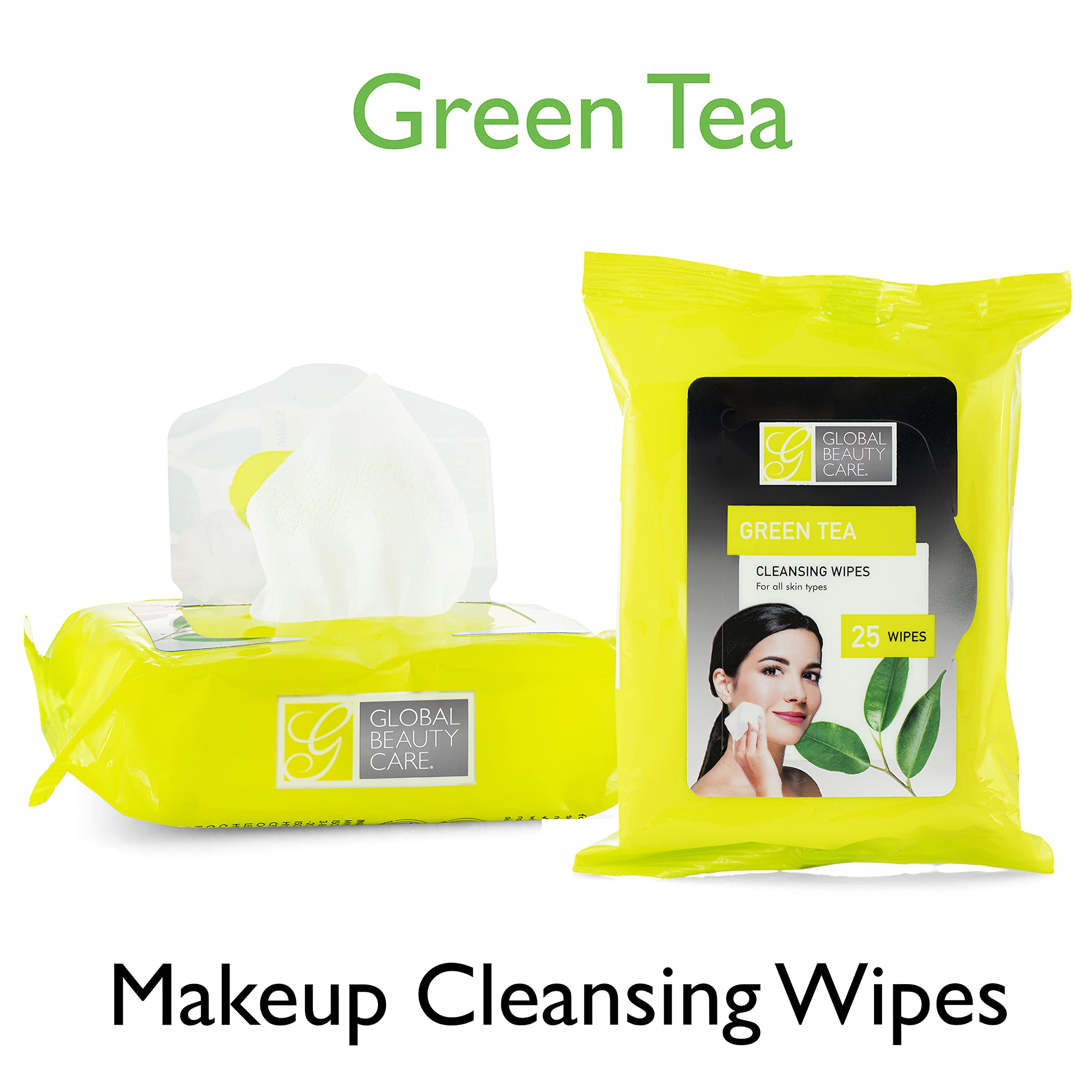 Global Beauty Care Bulk Cleansing Wipes Premoistened 4 Pack Of Green Tea Cleansing Cloths Makeup Removal Wipes - Great For Trave