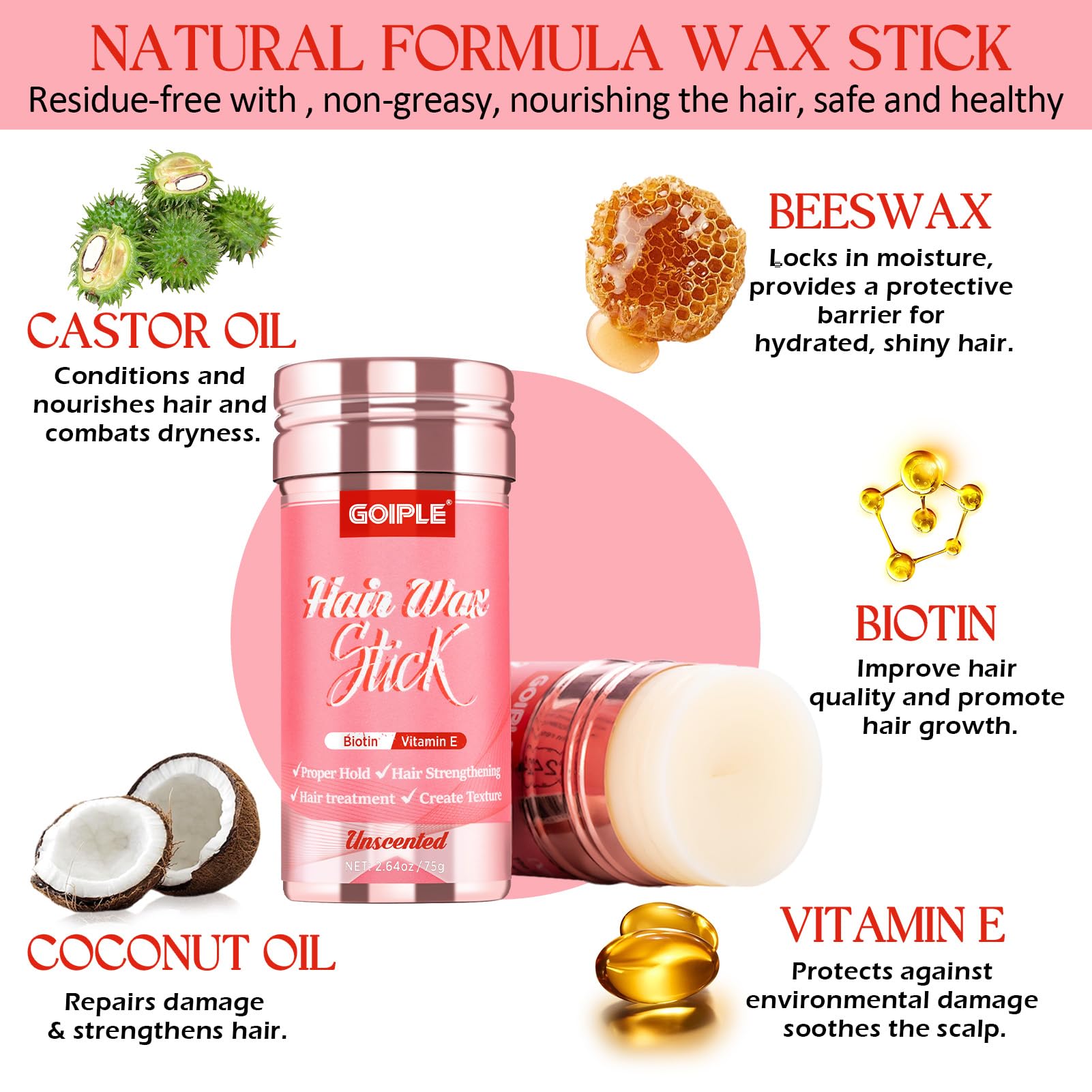 Hair Wax Stick Hair Pomade Hair Silk Stick For Hair, Long-Lasting Styling Wax Stick, Smoothing & Slick Stick For Women Men Fly A