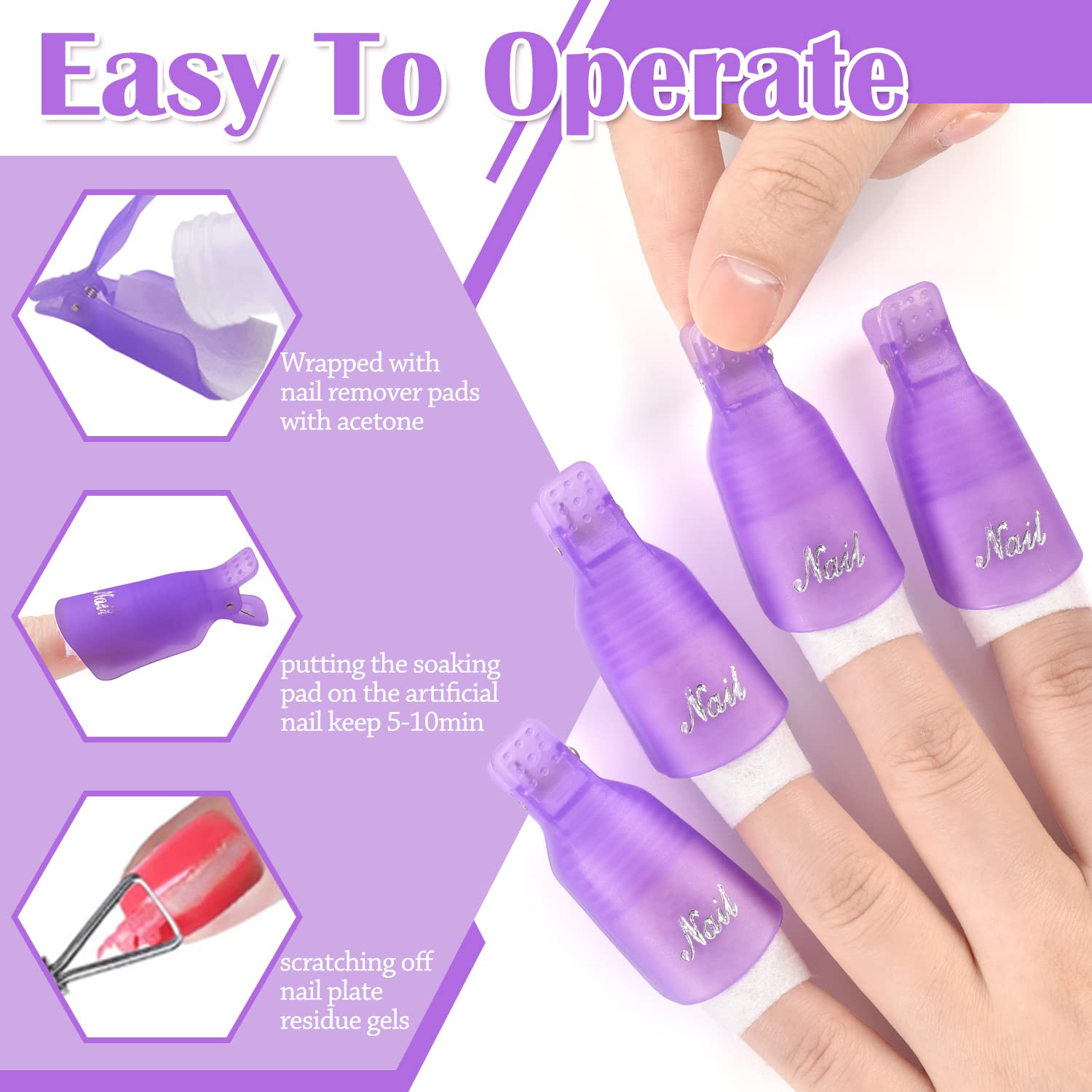 Morgles Gel Nail Polish Remover Kit With Nail Clips, 300Pcs Nail Polish Remover Wipes, 100/180 Nail File, Cuticle Pusher, Nano G