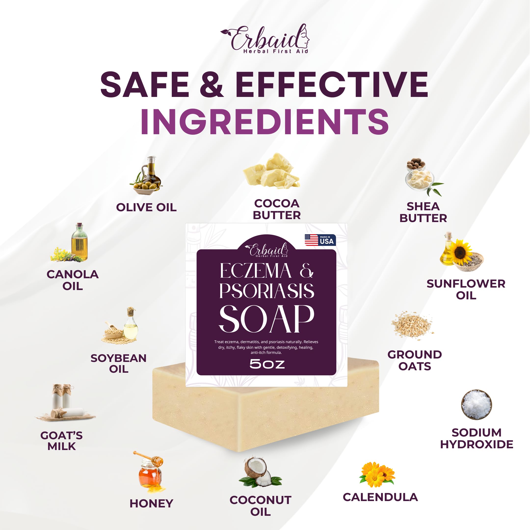Eczema Soap Bar For Face And Body - All Natural Dermatitis, Psoriasis Treatment For Dry Itchy Sensitive Skin Relief - Gentle Det