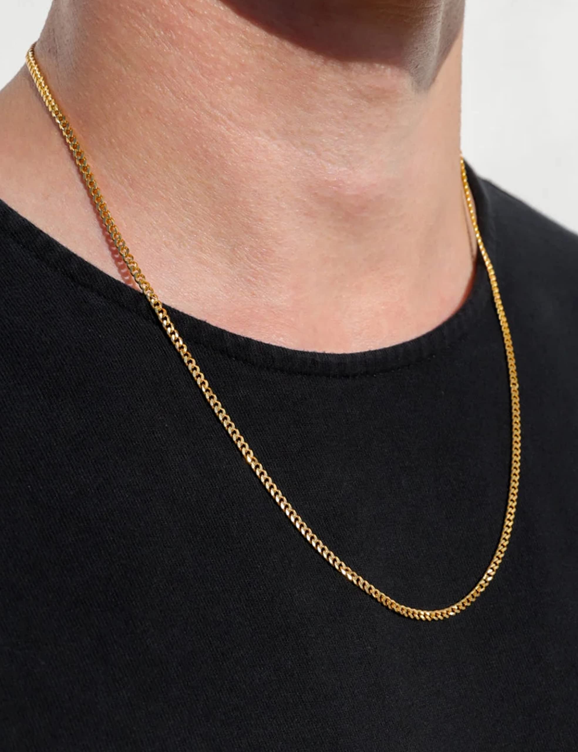 Waitsoul 925 Sterling Silver Cuban Chain Lobster Clasp 18k Gold Plated 3mm Cuban Link Curb Chain Necklace for Women Men 16-30 In