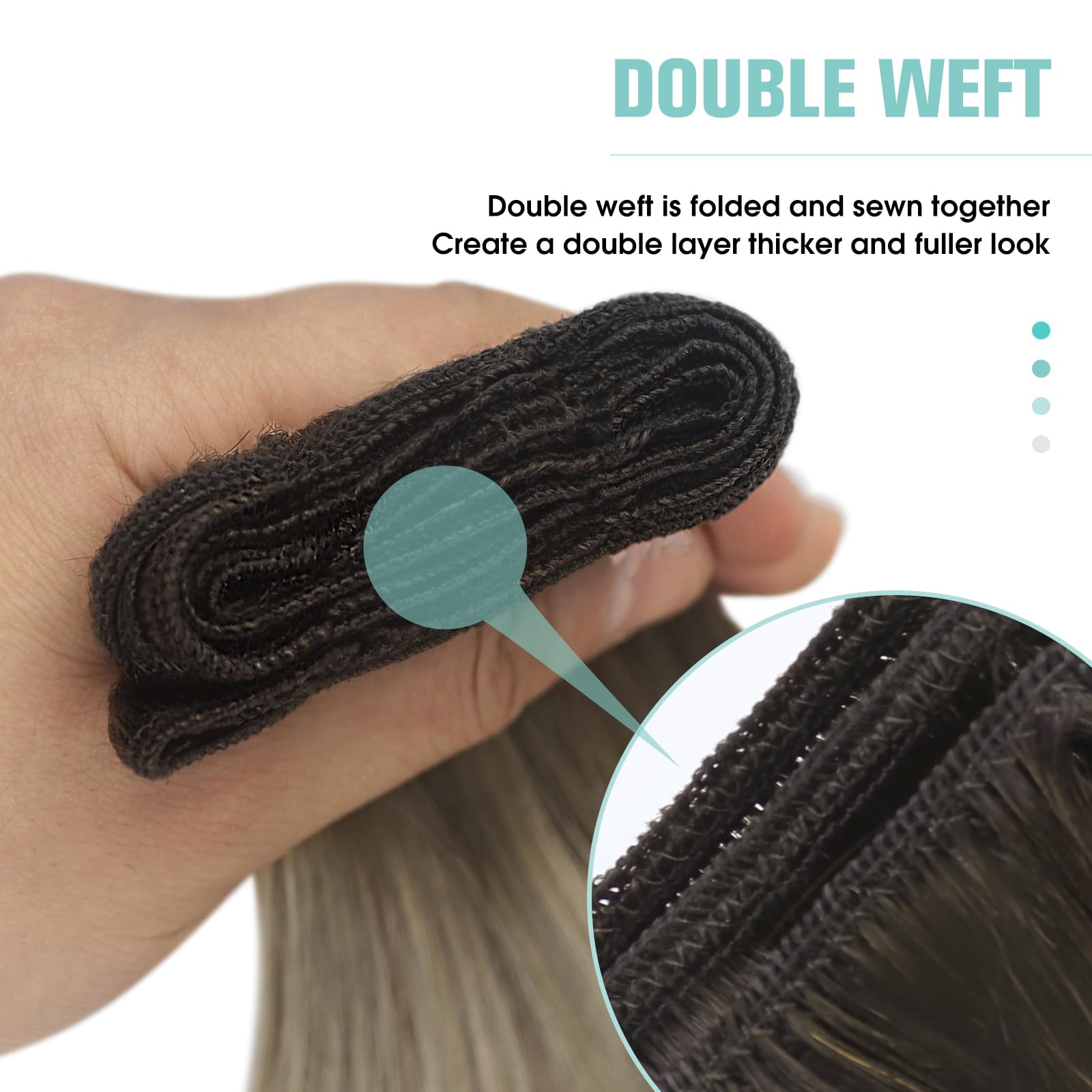 YoungSee Weft Hair Extensions Brown Ombre Sew in Hair Extensions Sew in Hair Extensions Human Hair Dark Brown Ombre Light Brown