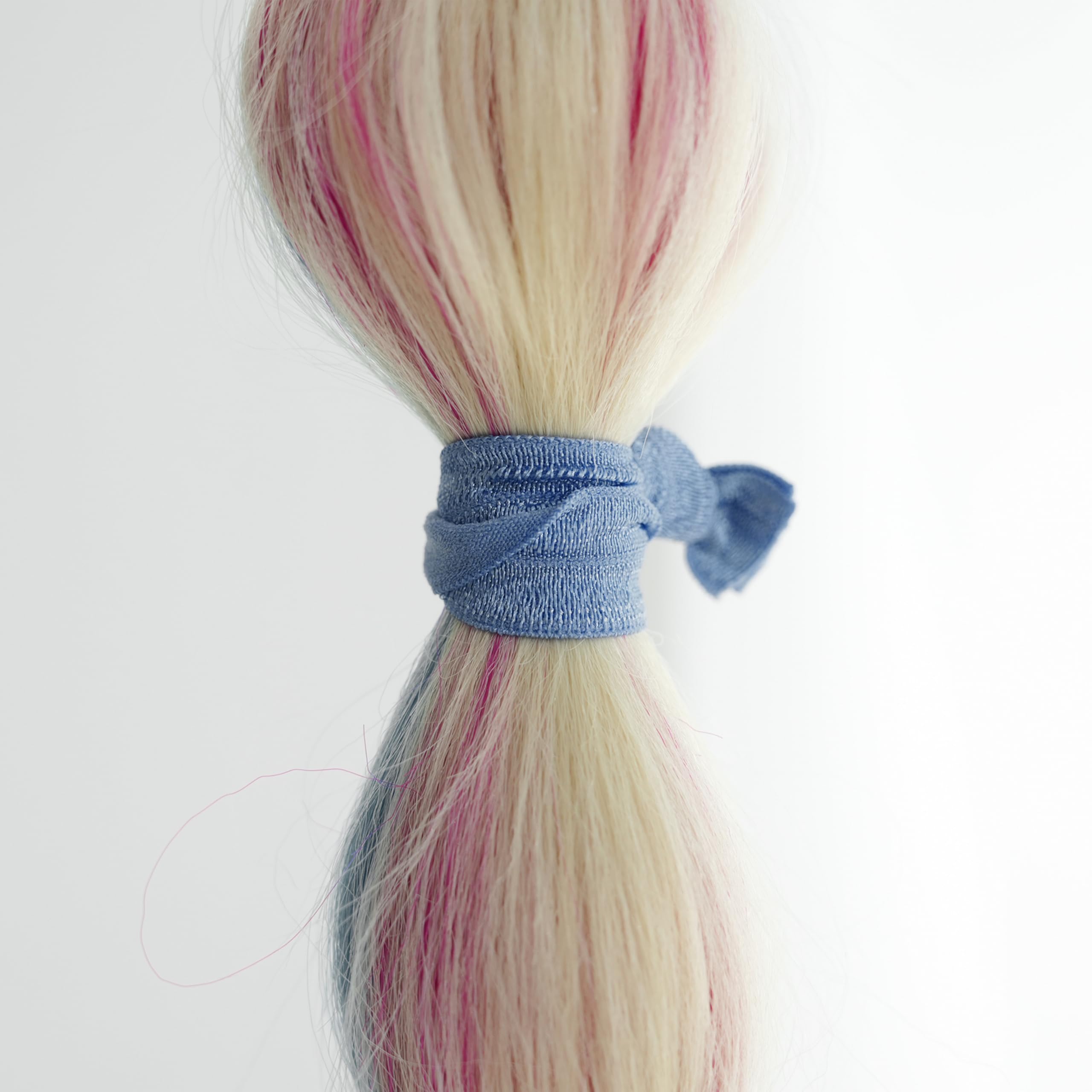 Meedee 100 Pack Dusty Blue Shades Hair Ties Soft Elastic Ribbon Blue No Crease Hair Ties Knotted Hair Ties No Damage Blue Color