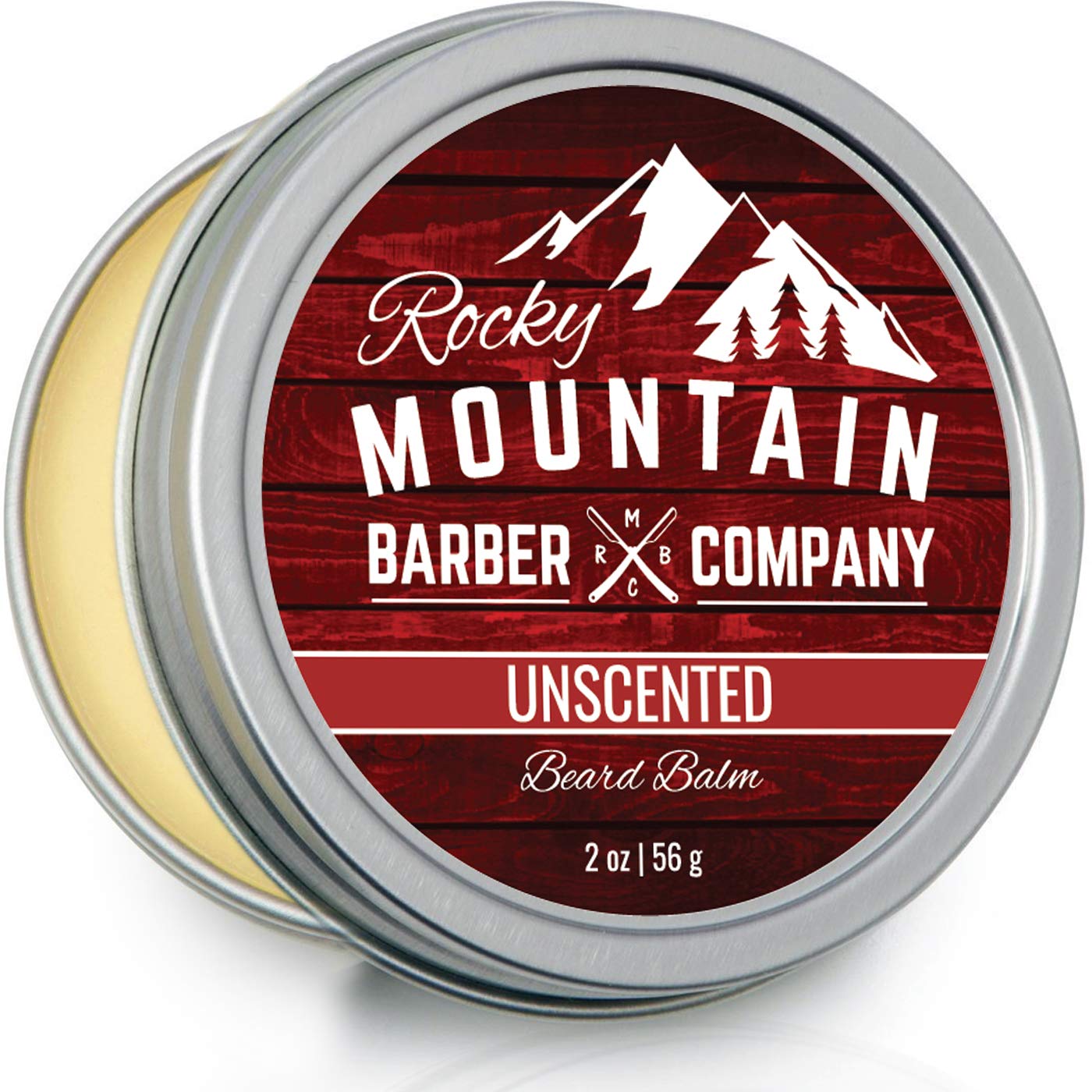 Rocky Mountain Barber Company Beard Balm - Classic Unscented - 100% Natural - Premium Wax Blend With Nutrient Rich Bees Wax, Joj