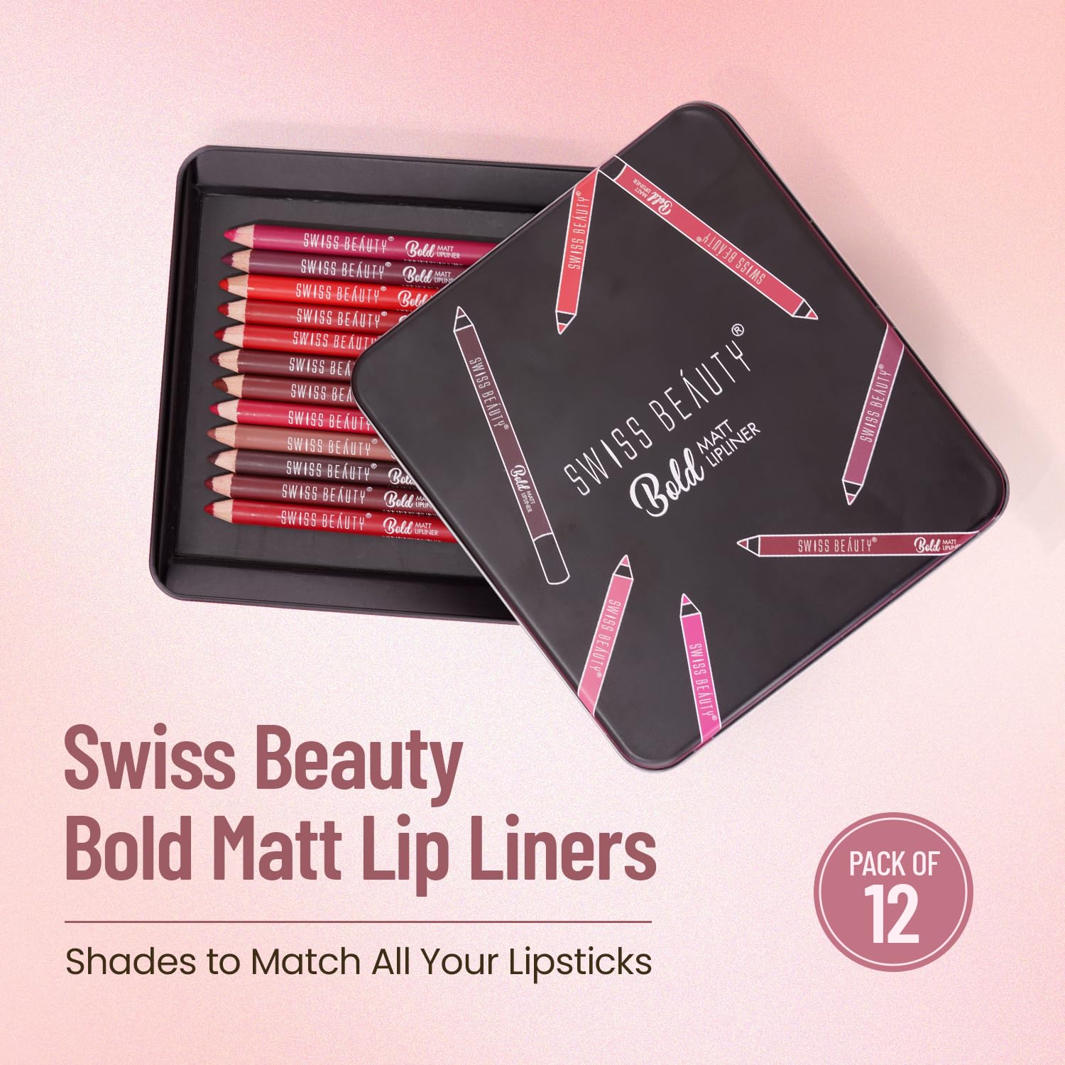 Adceftp Ty Bold Matte Lipliner Pencil Set | Long Stay | Smudge Free | Waterproof | Creamy Lip Liner Pencil| Multi Color, (1.6G X