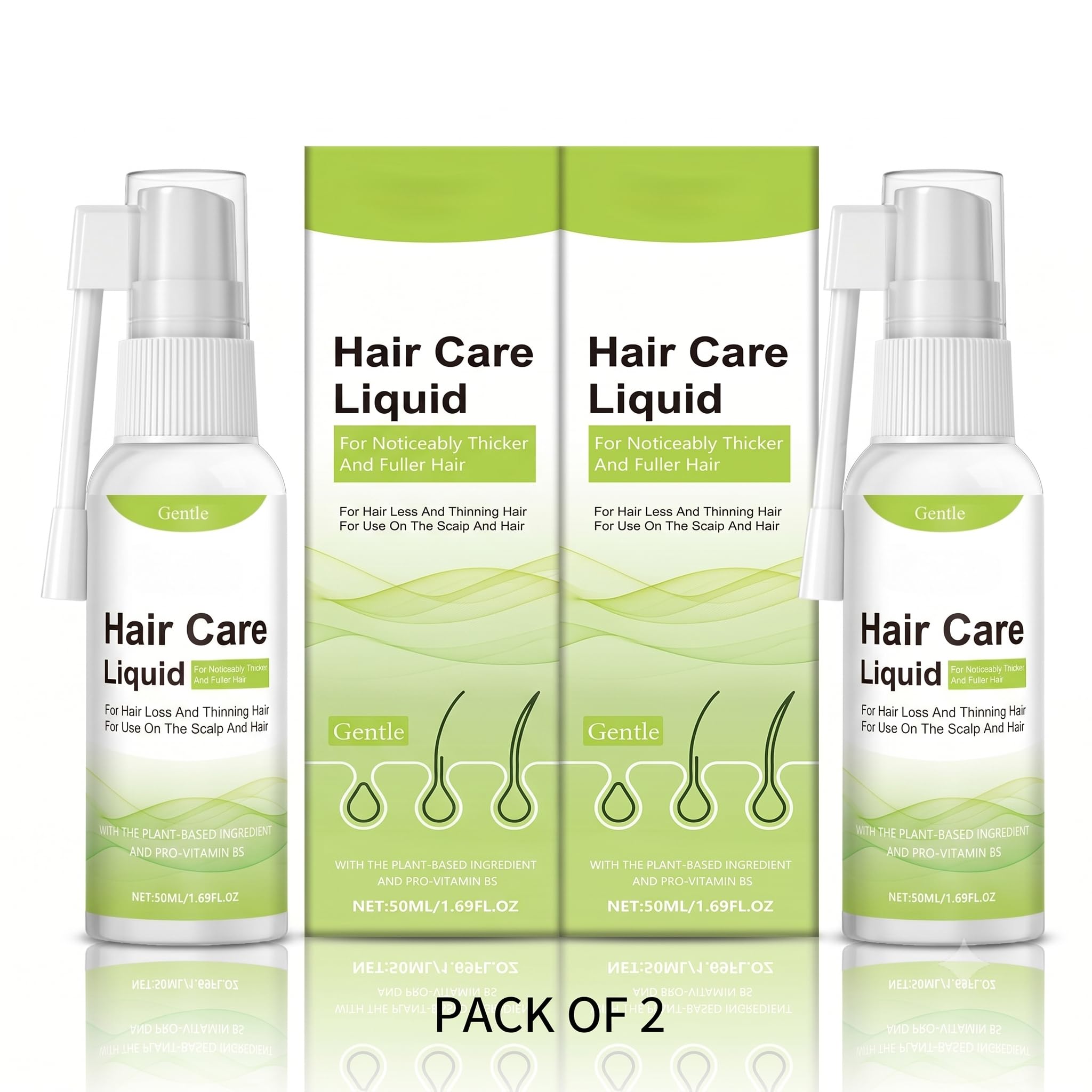 Hair Care Liquid Spray with Rosemary Extract, Vitamin B5, and Peppermint for Hair Loss and Thinning Hair, 1.69 fl oz, Pack of 2