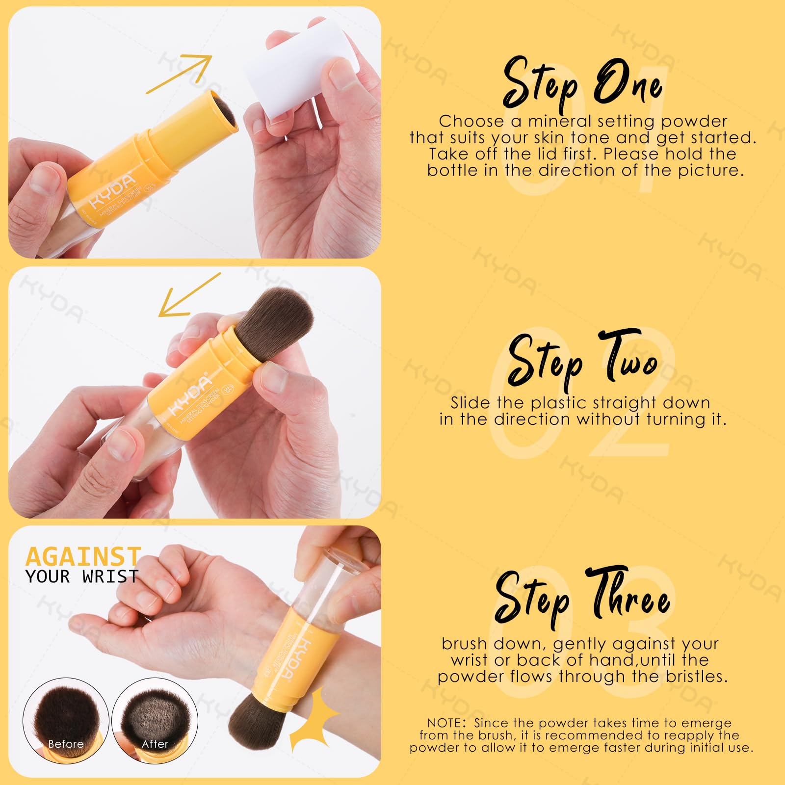 Kyda 2 Pcs Mineral Sunscreen Setting Powder, Spf 35, Translucent, Mineral Brush Powder, Oil Control Natural Matte Finish, Lastin