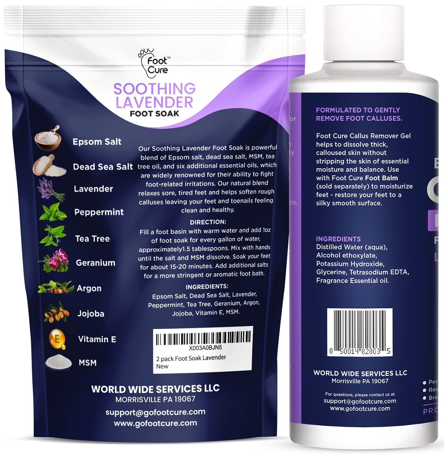 Lavender Foot Soak & Callus Remover Gel Kit - Extra Strength Callus Remover Gel For Feet, Remove Calluses With Epsom Salts, Dry