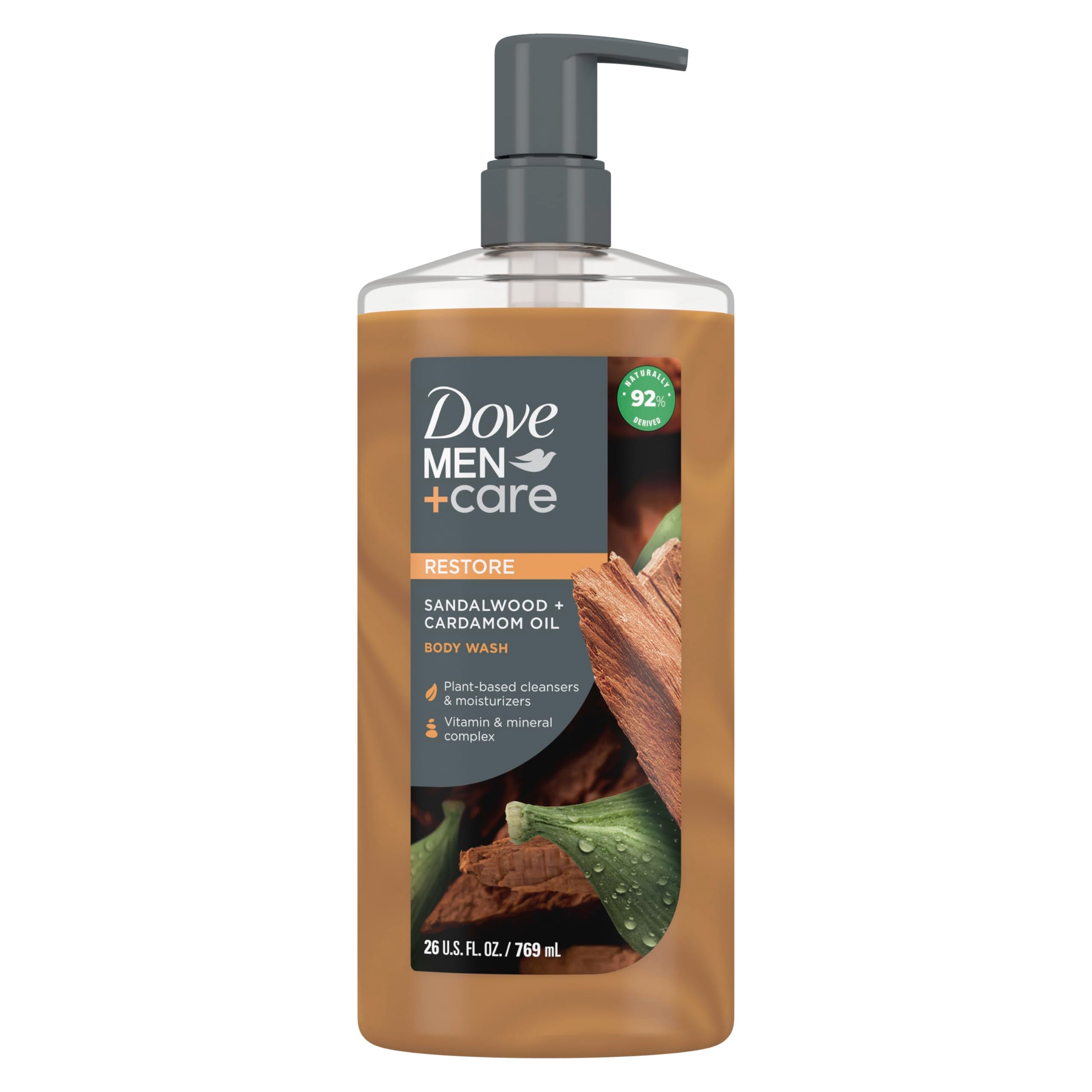 Dove Men+Care Body Wash Sandalwood + Cardamom Oil To Rebuild Skin In The Shower With Plant-Based Cleansers And Moisturizers 26 O