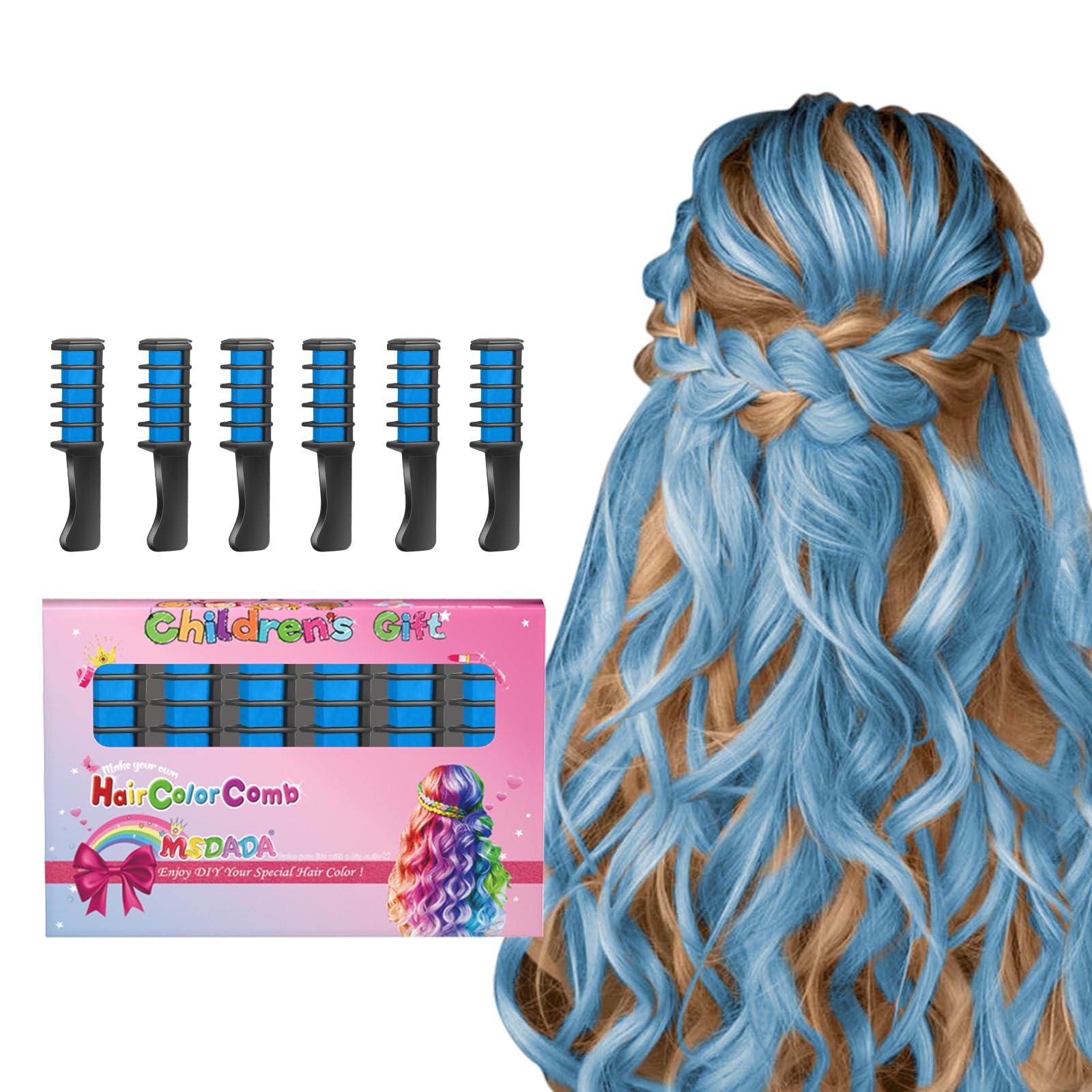 New Hair Chalk Comb Temporary Bright Hair Color Dye for Girls Kids, Washable Hair Chalk for Girls Age 4 5 6 7 8 9 10 New Year Bi