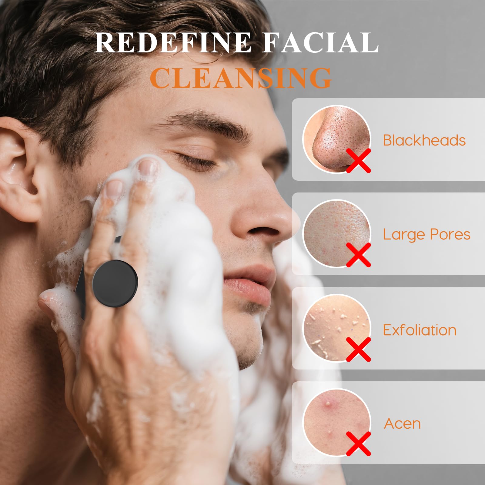 VWMYQ Silicone Face Scrubber for Men, Gentle Exfoliator Pad & Massager, Facial Cleansing Brush Silicone Face Wash Brush Removes