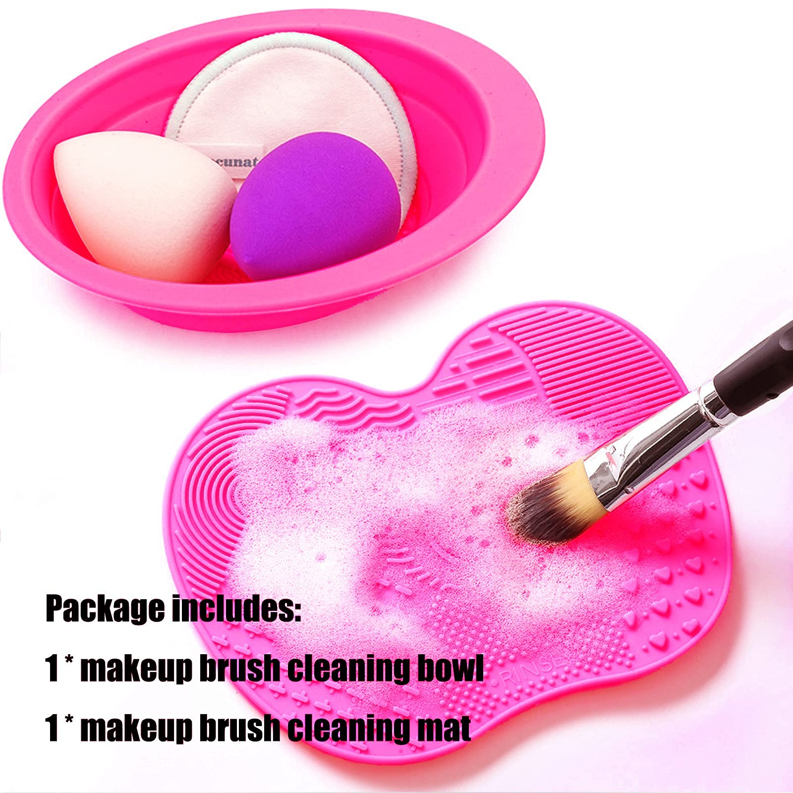 Makeup Brush Cleaning Mat, Silicone Makeup Brush Scrubber, Cosmetic Brush Cleaner, Brush Cleaning Pad, Foldable Makeup Brush Cle