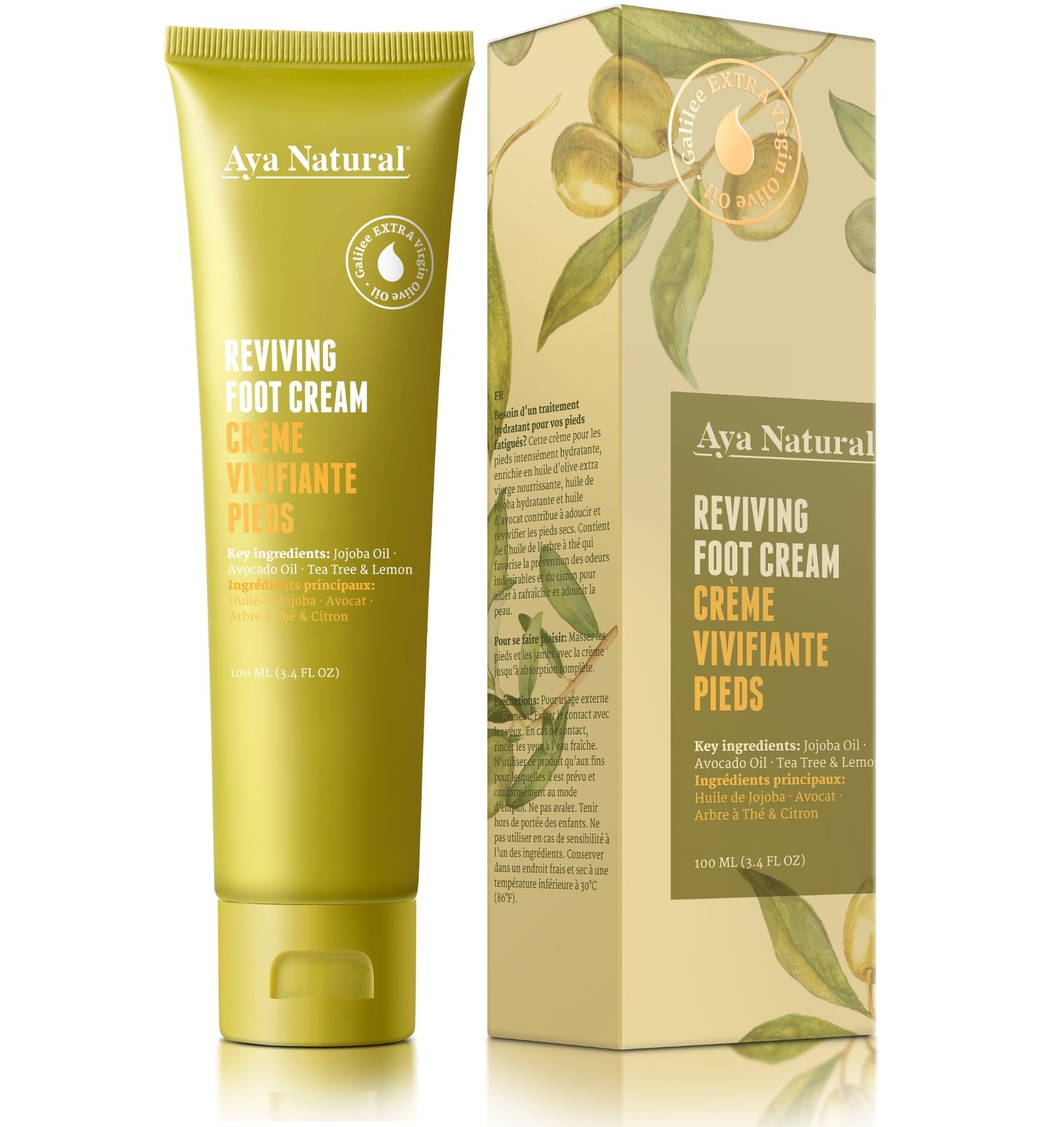 Spring Nahal Natural Foot Cream with Olive, Jojoba & Avocado Oils  Moisturizes and Refreshes Dry Feet  FastAbsorbing, NonGre