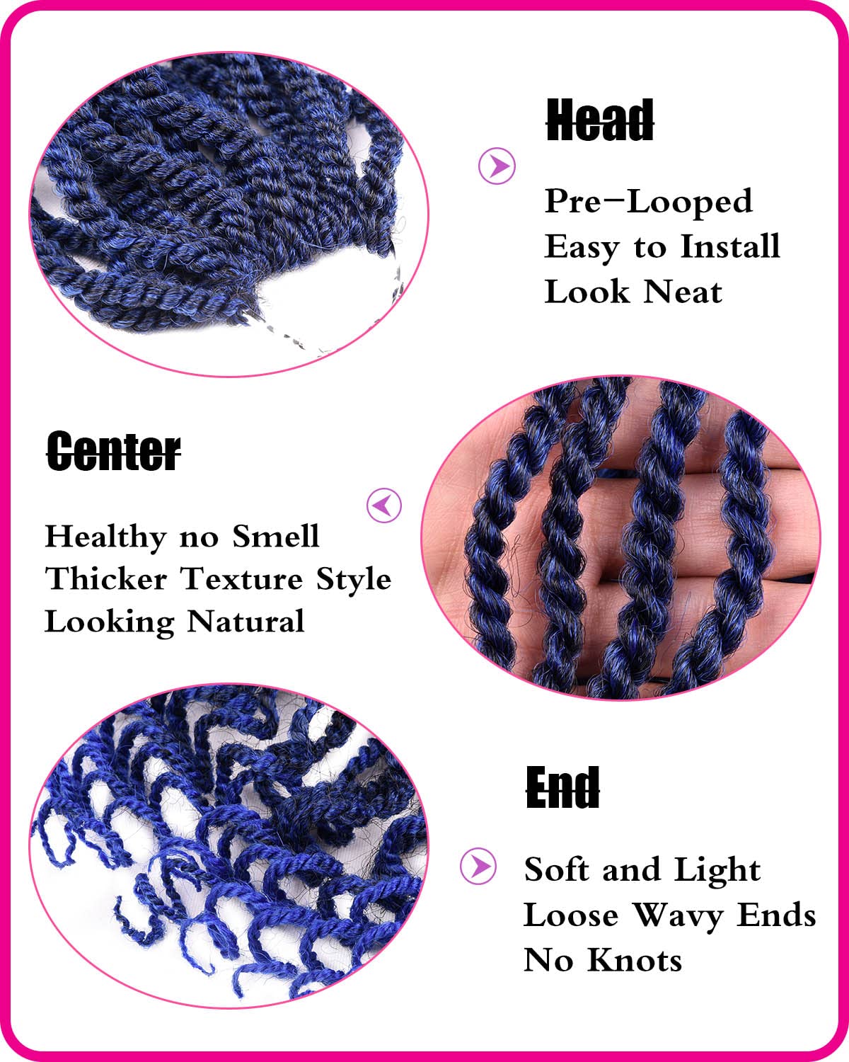 Crochet Hair Senegalese Twist 12 Inch 6 Packs Ombre Braids Crochet Hair Pre-Twisted Kids Crochet Hair Pre-Lopped Small Crochet H