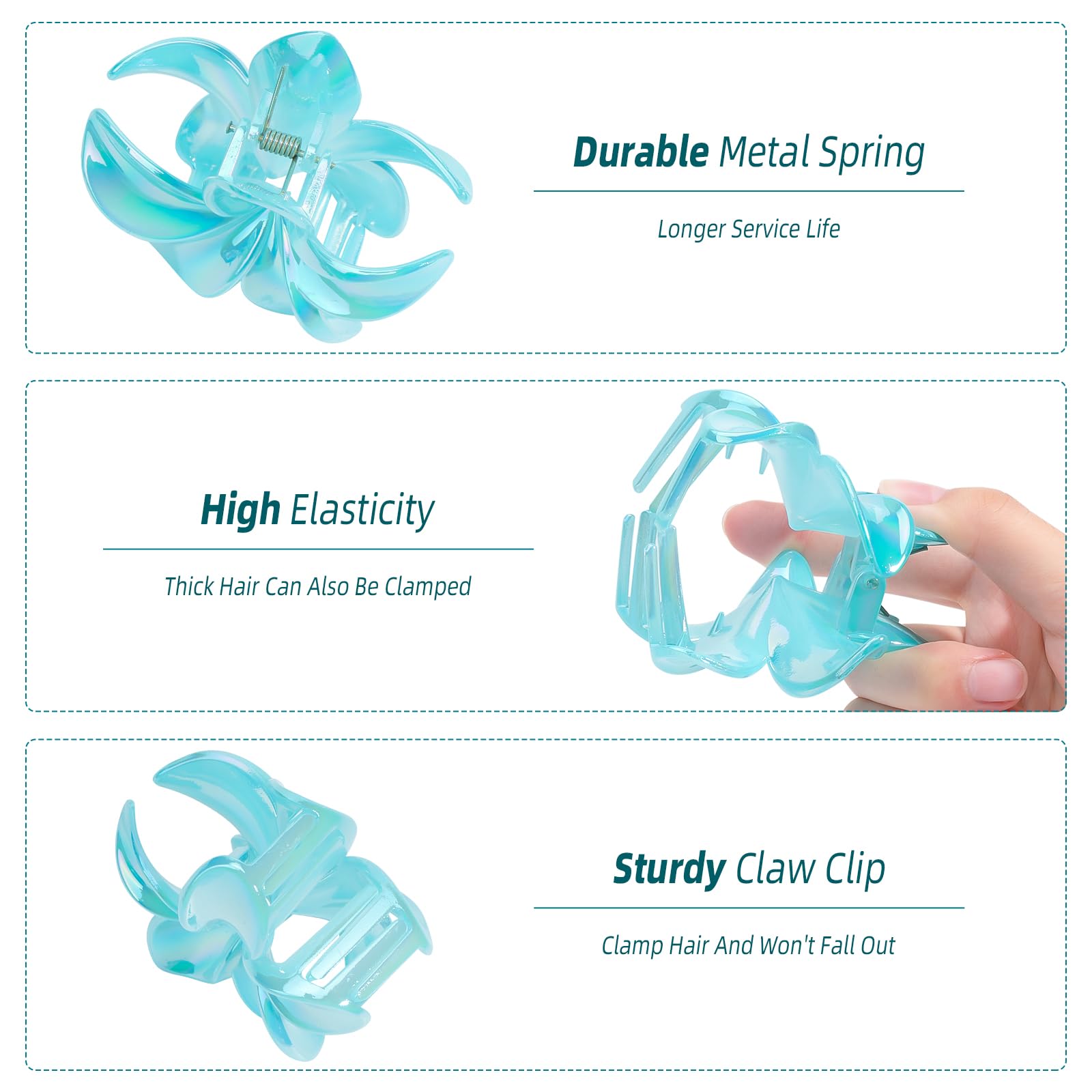 Kivzex Brilliant Jelly Flower Hair Claw Clip For Women Girls 6 Pcs Large Plumeria Flower Hair Clips For Thick Thin Hair Hawaii H