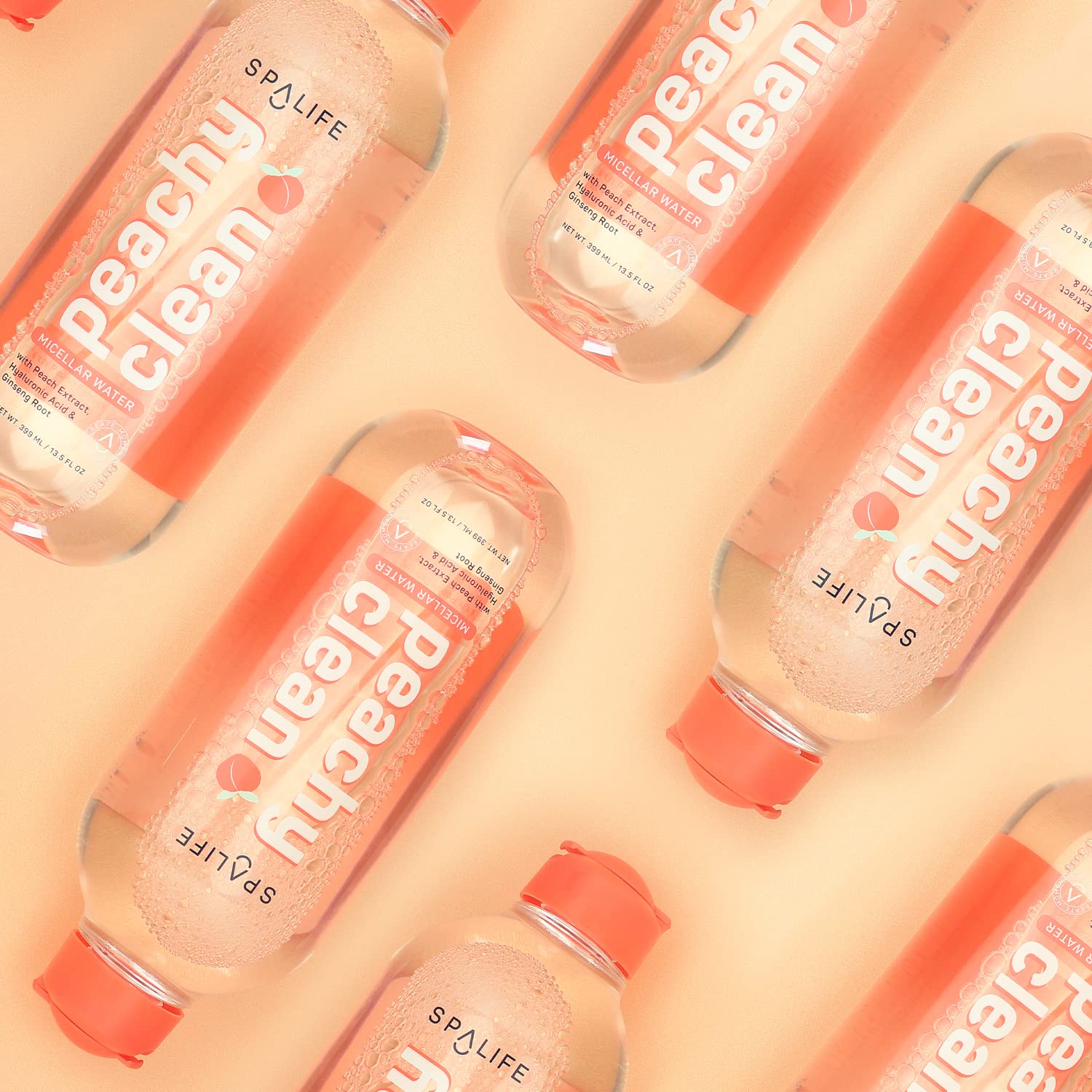 Spalife Beauty Peachy Clean Micellar Cleansing Water - 13.5 Fl Oz (With Peach Extract, Hyaluronic Acid & Ginseng Root)
