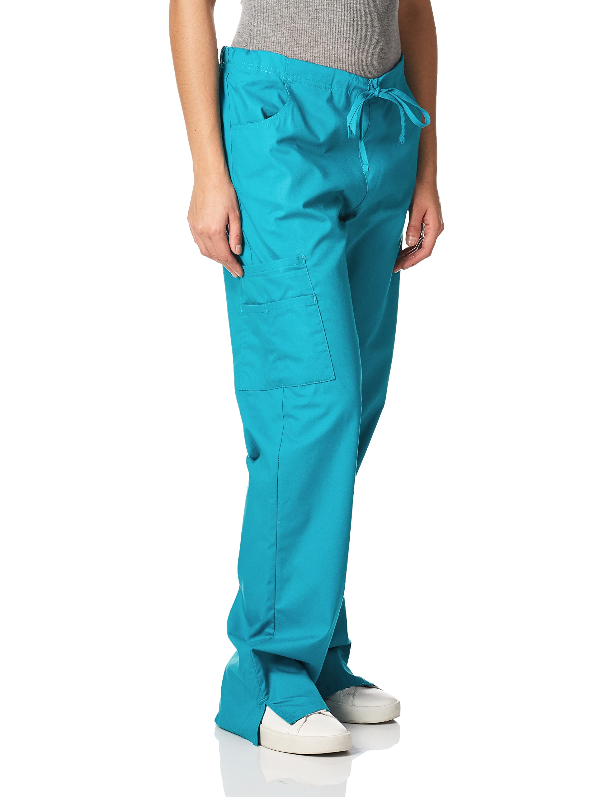Dickies Womens Signature Mid Rise Drawstring Scrubs cargo Pant, Teal Blue, X-Large Tall