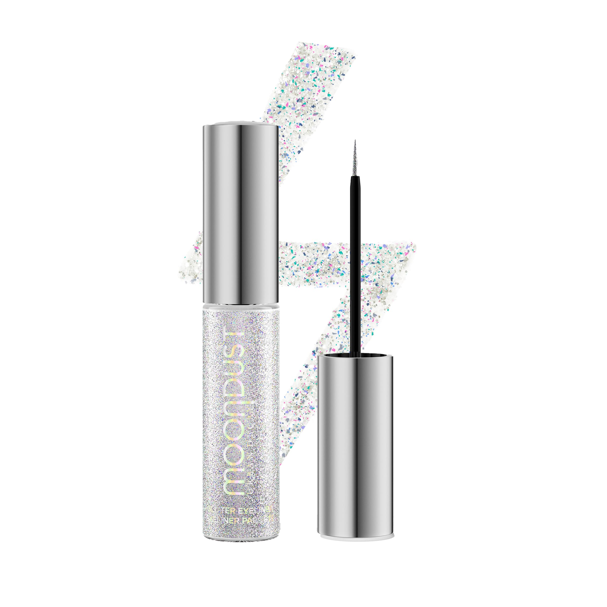 URBAN DECAY Moondust Liquid Glitter Eyeliner (Pyro - Iridescent Silver Glitter), Sparkly Eye Liner, Glitter Eyeshadow Topper, Un