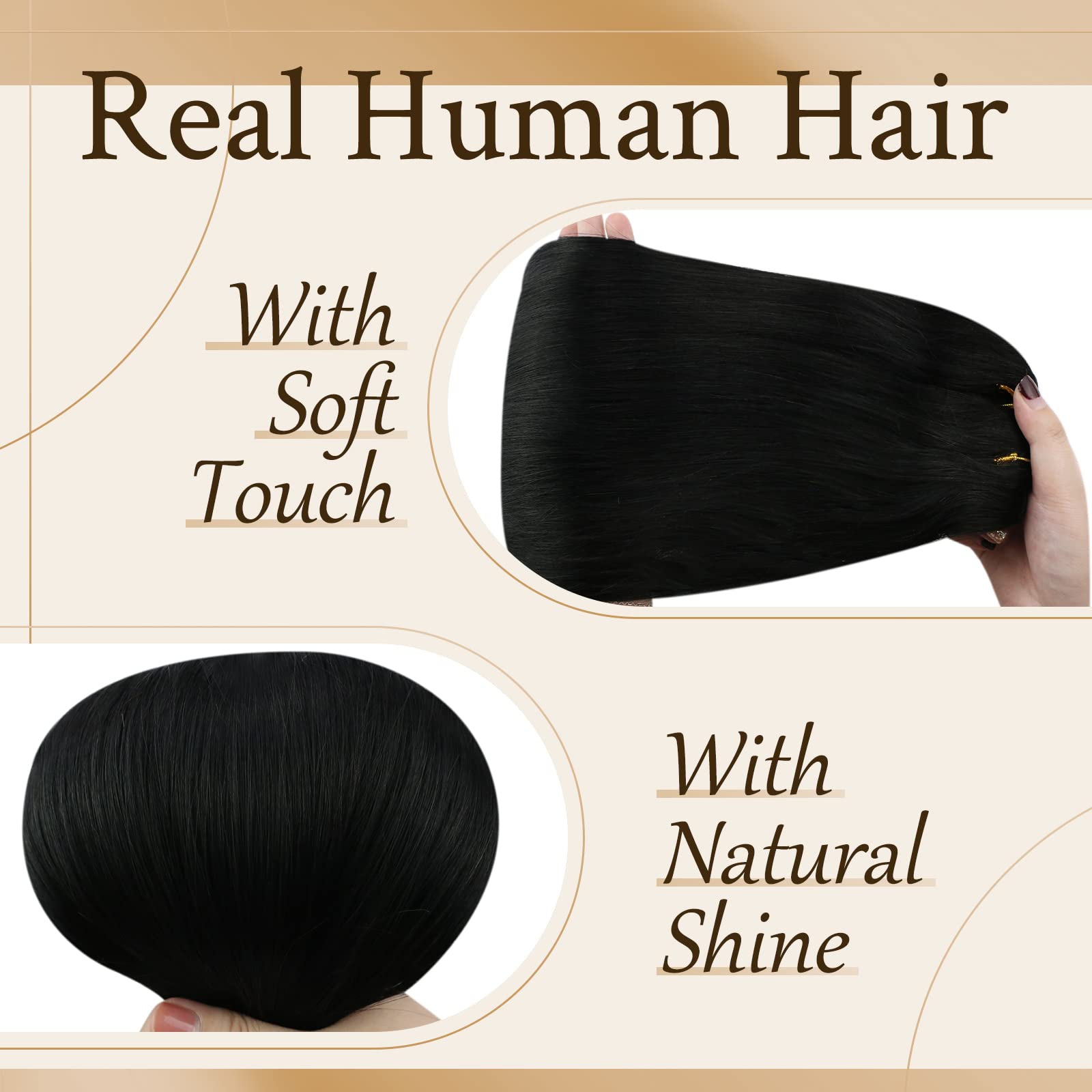Sunny Black Clip In Hair Extensions Real Human Hair Double Weft Hair Extensions Clip Ins Straight Clip In Real Human Hair Extens