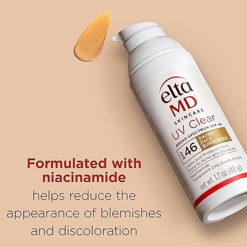 Eltamd Uv Clear Tinted Face Sunscreen, Spf 46 Oil Free Sunscreen With Zinc Oxide, Protects And Calms Sensitive Skin And Acne-Pro
