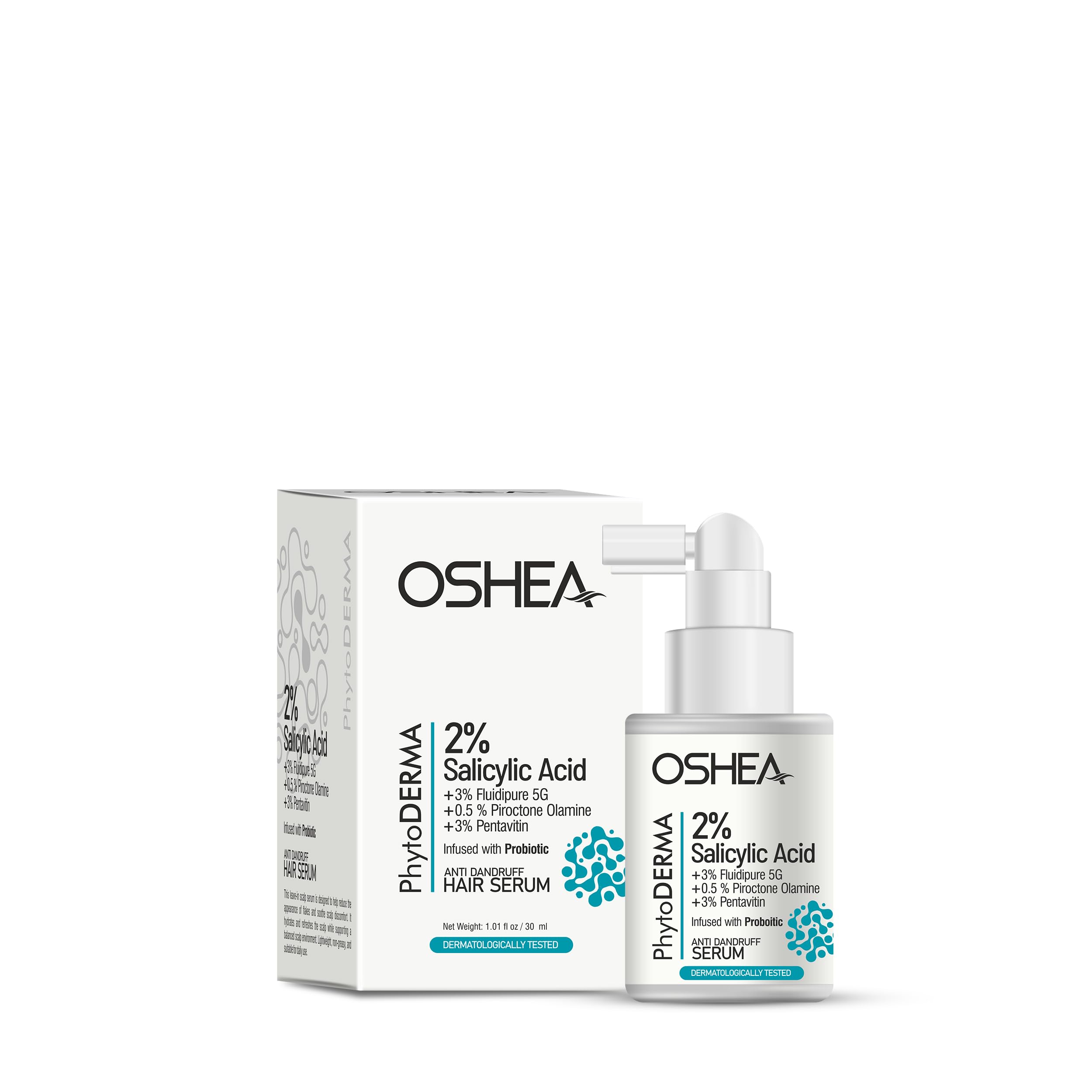 Oshea Phytoderma 2% Salicylic Acid + 3% Fluidipure + 0.5% Piroctone Olamine + 3% Pentavitin Anti Dandruff Hair Serum For Women &