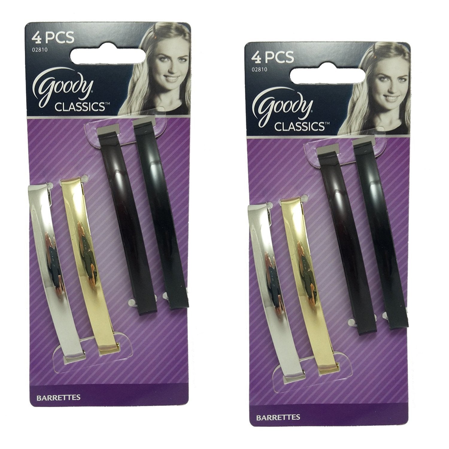 Goody Womens Classic Metal Domed Barrettes (31/4 inches) ([2 Pack of 4)