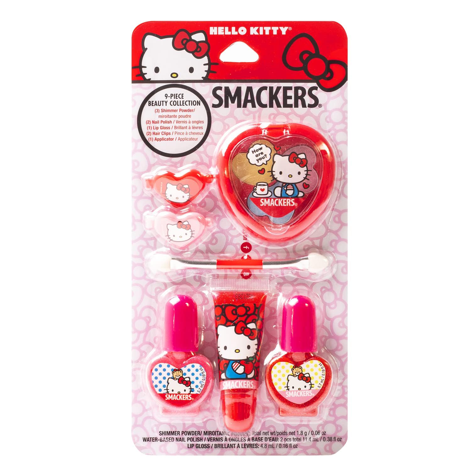 Lip Smacker Sanrio Hello Kitty Makeup Set, Kids Color Collection, 3 Moisturizing, Smoothing Soft Shine, Hydrating & Protecting P