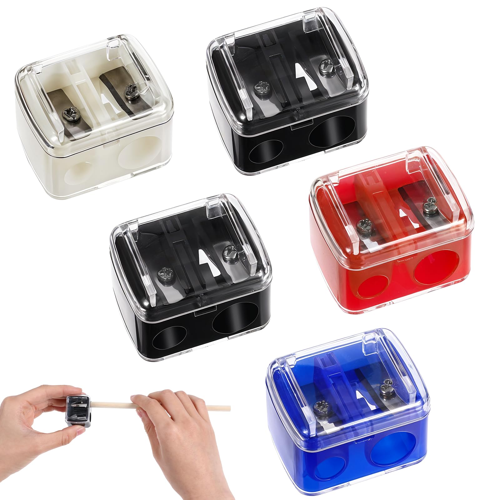 Gjinxi Eye Liner Sharpener, 5PCs Dual Holes Eye Liner Pencil Sharpener, Multi Colors Cosmetic Sharpener for Lipliner Eyeliner Pe