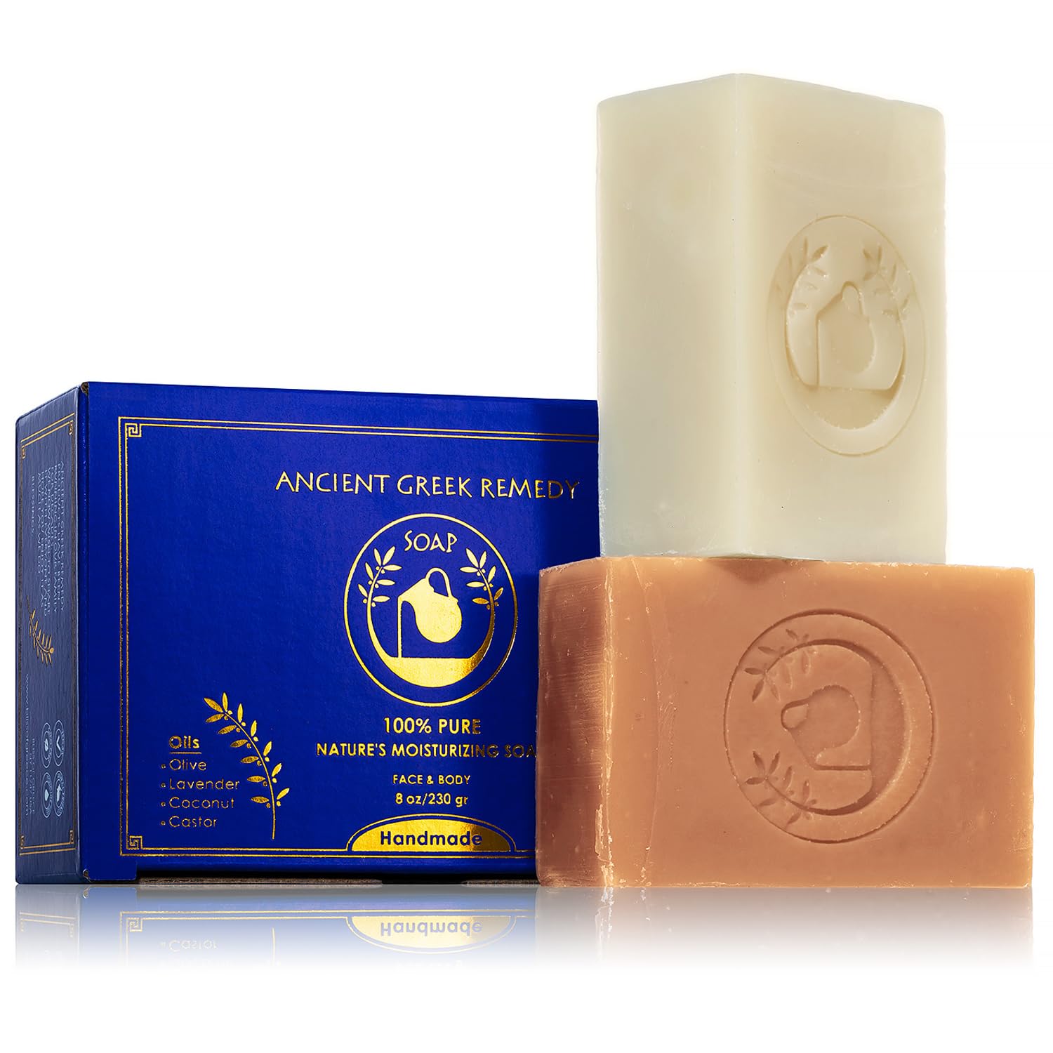 Ancient Greek Remedy Organic Face and Body Soap Bars for Dry, Normal and Sensitive Skin. Gentle Wash Treatment for Acne, Eczema,