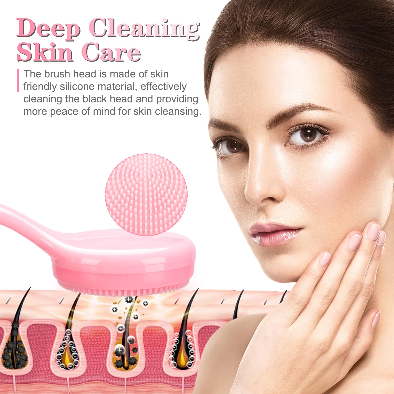 Silicone Manual Facial Cleansing Brush, Nadusep 2 Pack Skin Friendly Soft Bristles Waterproof Face Scrubber Exfoliating Brush Fo