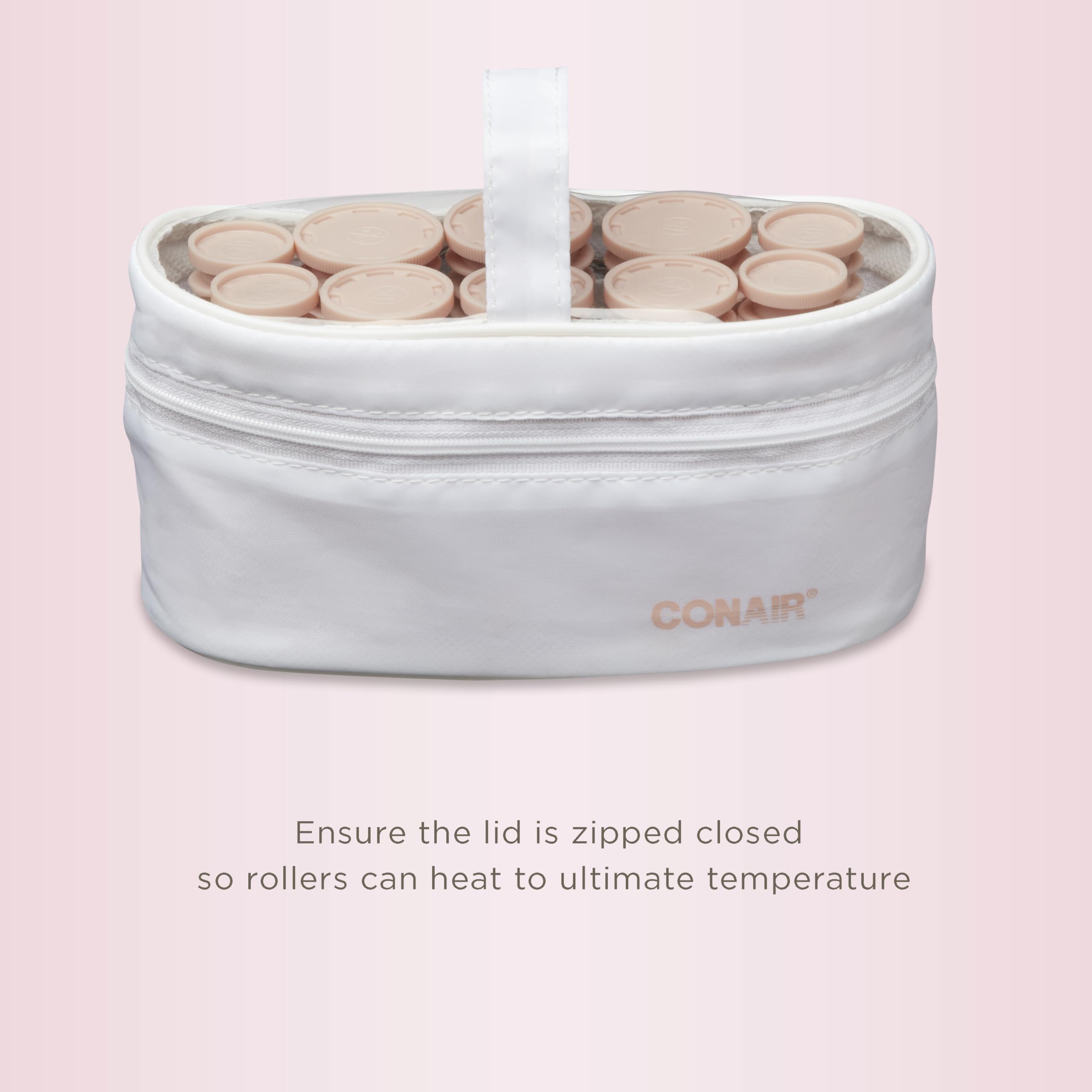Conair Instant Heat Hot Rollers - 1 1/4", 1", 3/4" Rollers, Blush, Model HS10XNR, Hair Curler with Clips Included