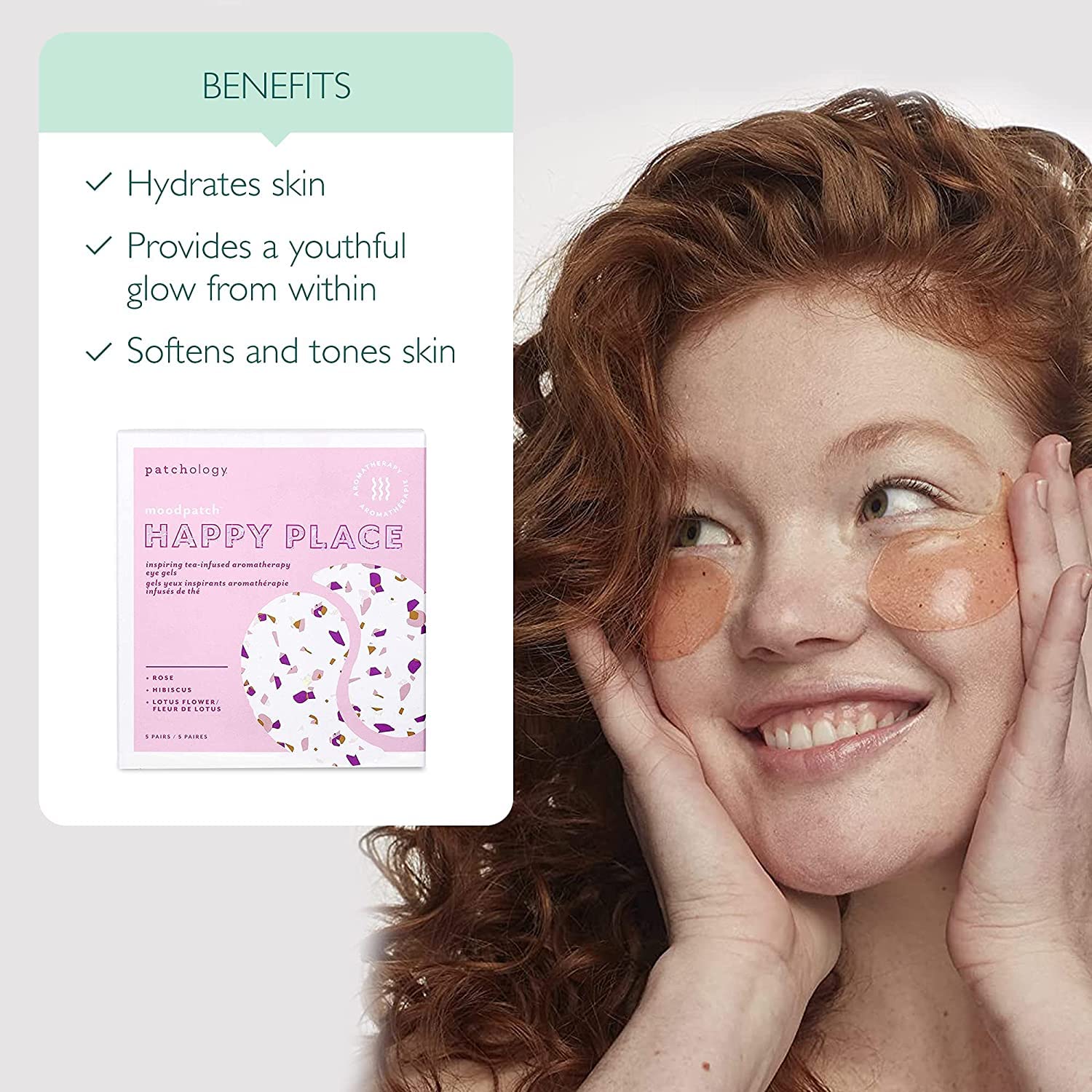 Patchology Happy Place Under Eye Patches - Overnight Anti-Aging Eye Masks for Dark Circles, Puffy & Eye Bags, & Wrinkles - Brigh