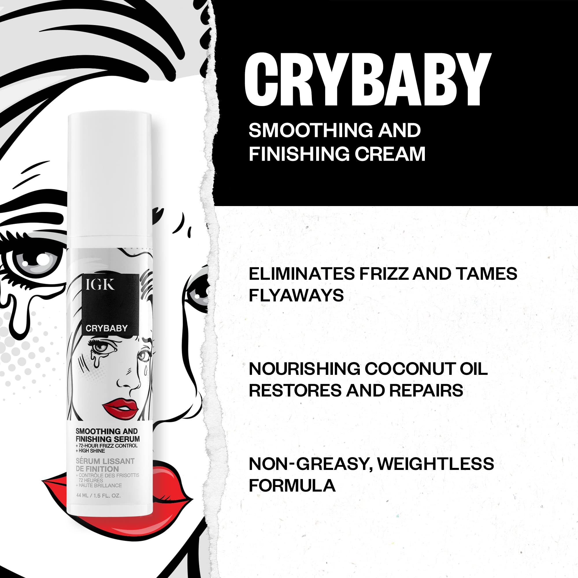 Igk Crybaby Anti-Frizz Smoothing Serum, 1.5 Fl Oz