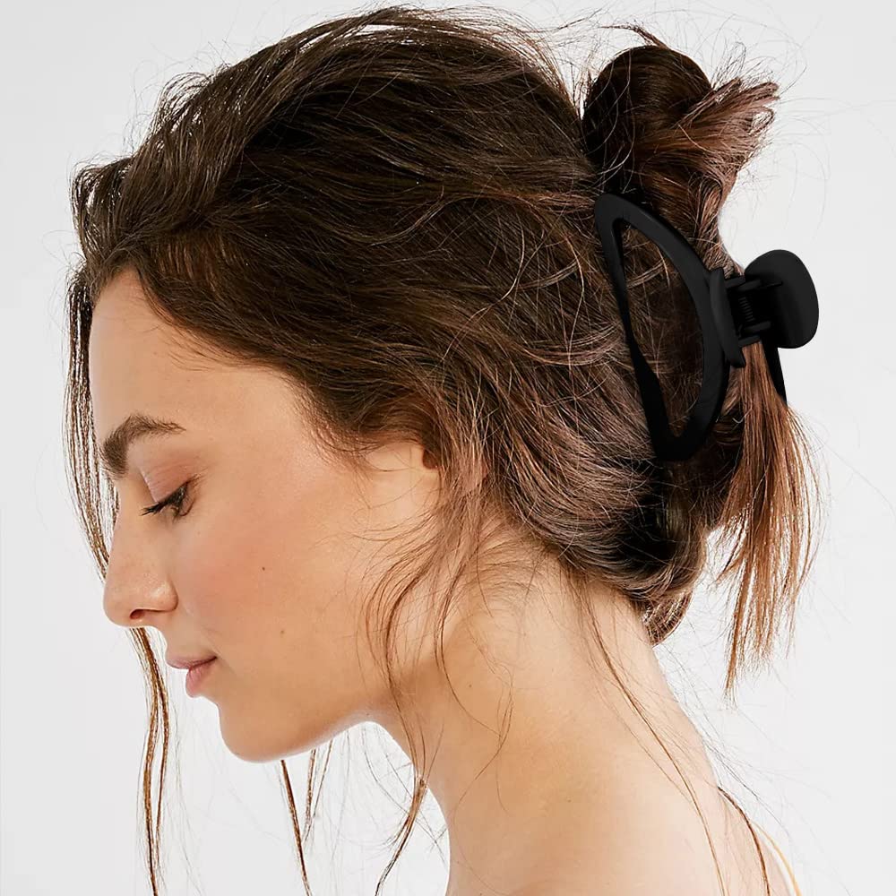 Canitor Hair Clips Set - 4Pcs Black Acrylic Semicircle Claw Clips for Thick & Thin Hair, Women 's Hair Accessories