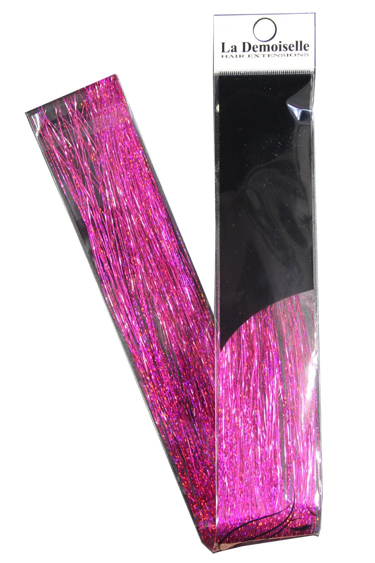 40 Sparkling Hair Tinsel 100 Strands (Fuchsia Pink)