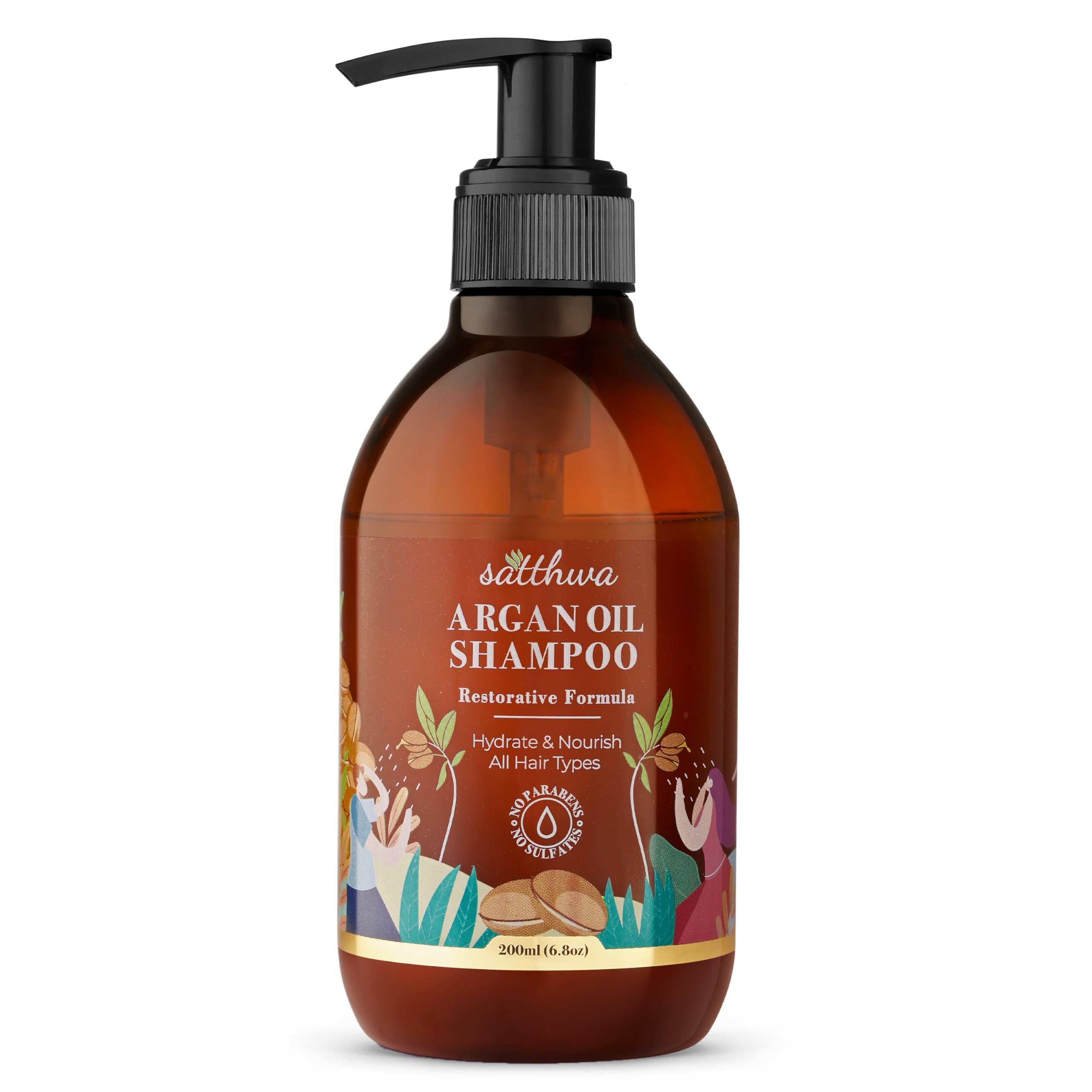 Satthwa Argan Oil Shampoo Helps For Dandruff & Dry Scalp, Mild Daily, Frizz Free, Shiny And Damage Hair  For Men & Women (200Ml