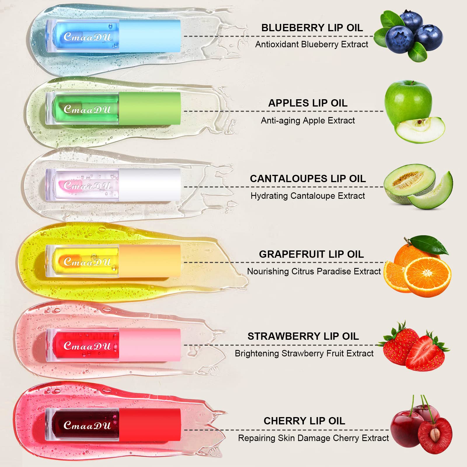Kimieye 6Pcs Color Changing Lip Gloss Set, Long Lasting Moisturizing Lip Tint, Waterproof Lip Balm, Hydrating Lip Oil For Natura